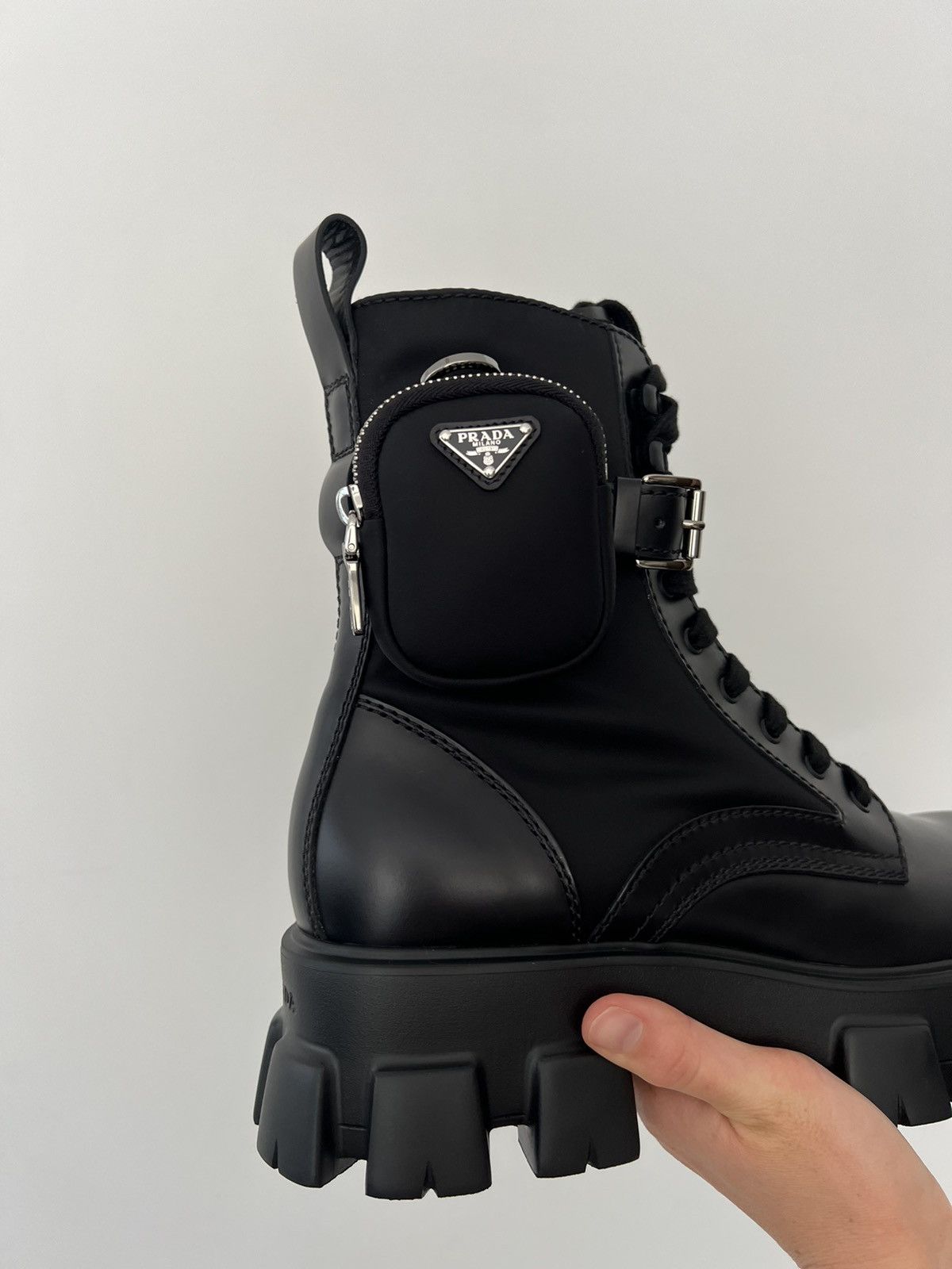 Prada 🔥$2K VALUE🔥Monolith leather and Re-Nylon boots with pouch Size US 11.5 / EU 44-45 - 3 Thumbnail