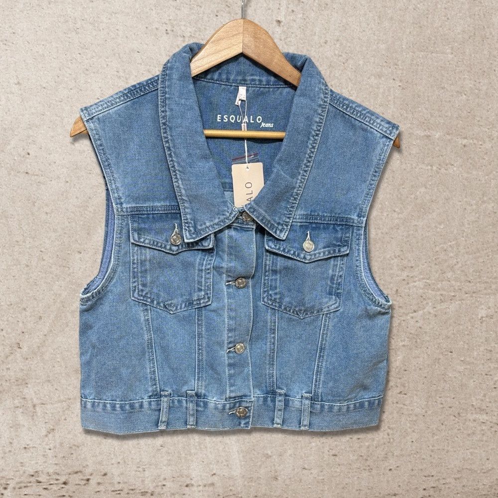 Other Esqualo Gilet Short Denim Vest NWT Size M / US 6-8 / IT 42-44 - 1 Thumbnail