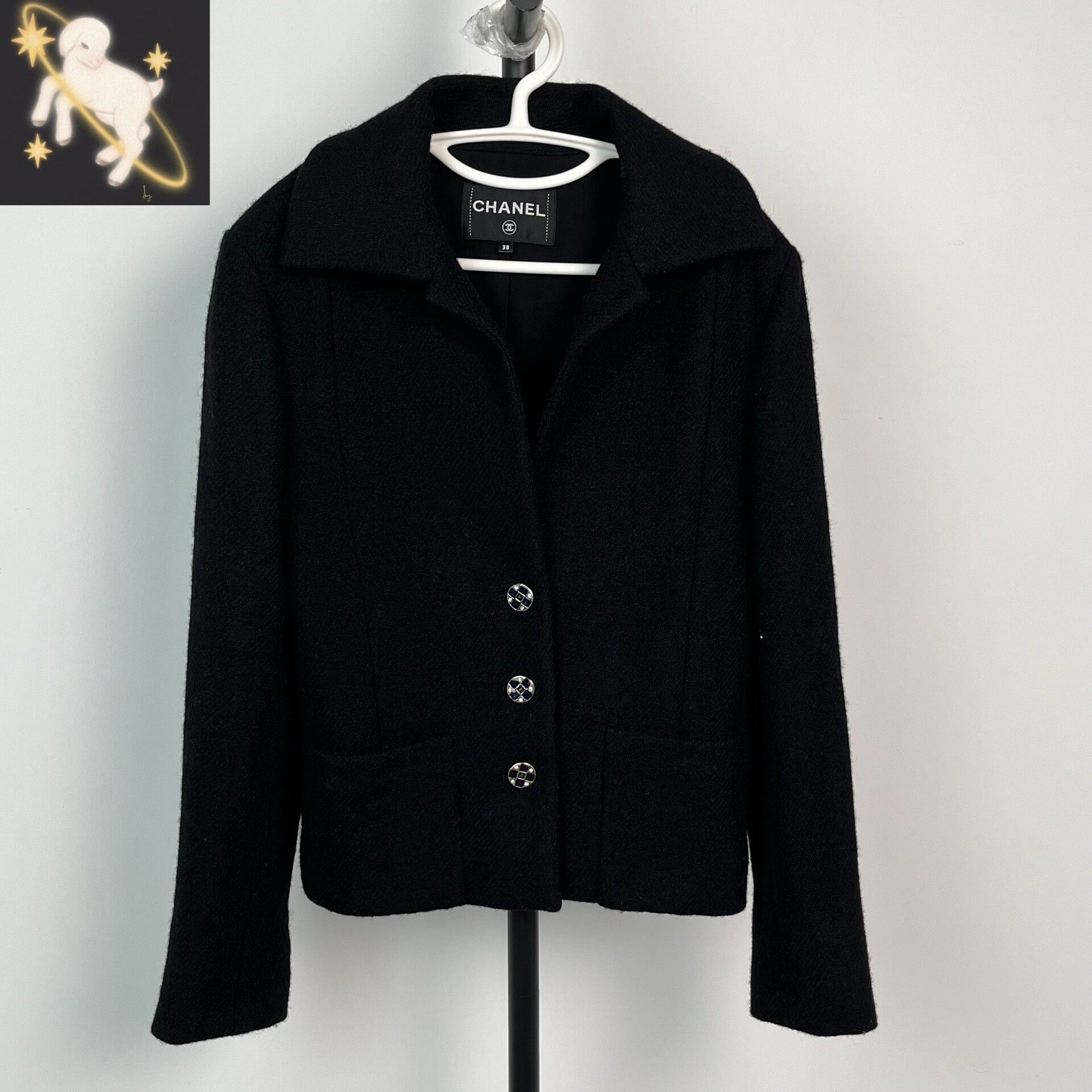 Chanel Chanel 22A Black Wool Collared Short Coat Size S / US 4 / IT 40 - 1 Thumbnail