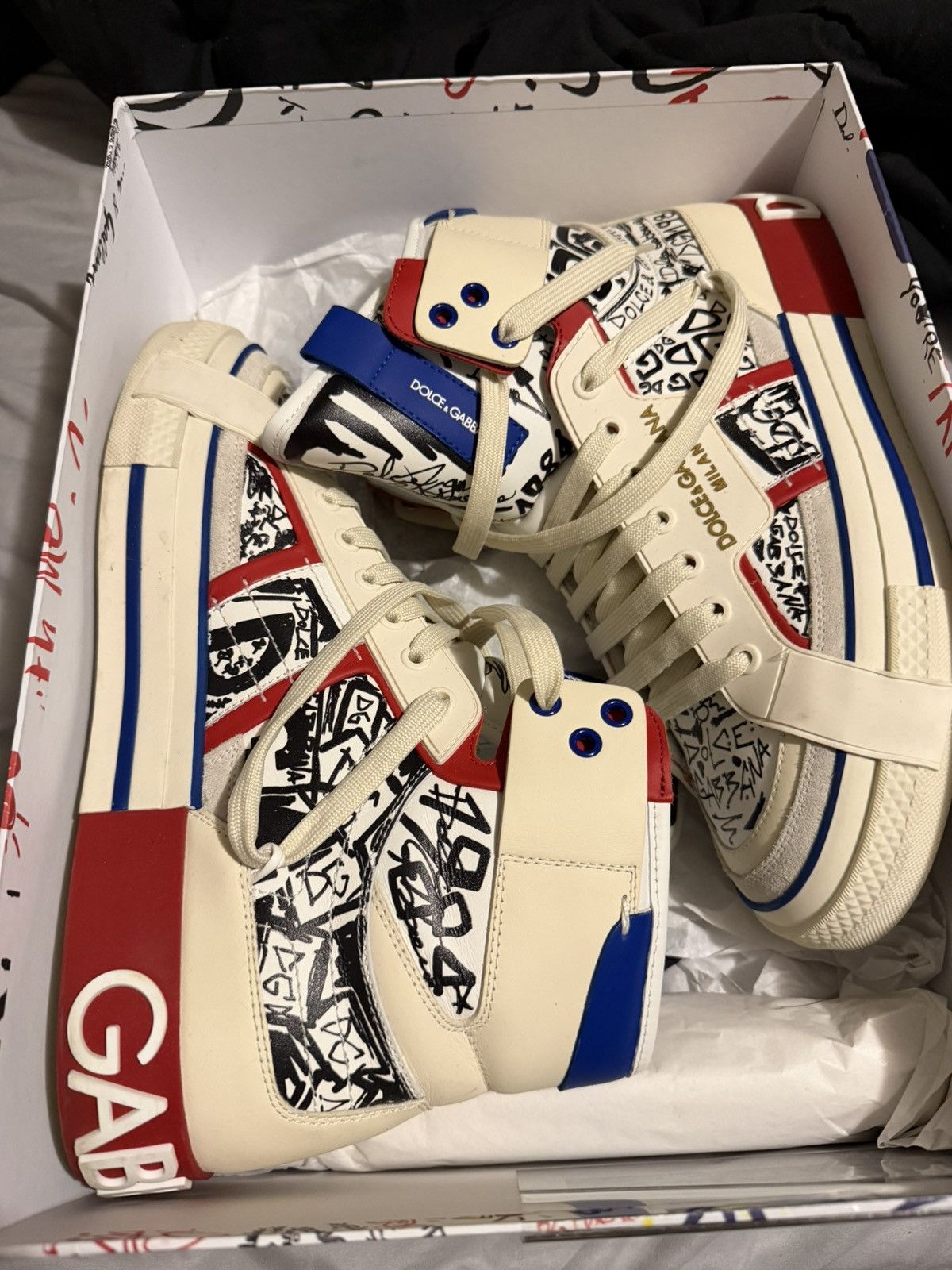 Dolce & Gabbana White mutli color Dolce & Gabbana Size US 10 / EU 43 - 1 Thumbnail