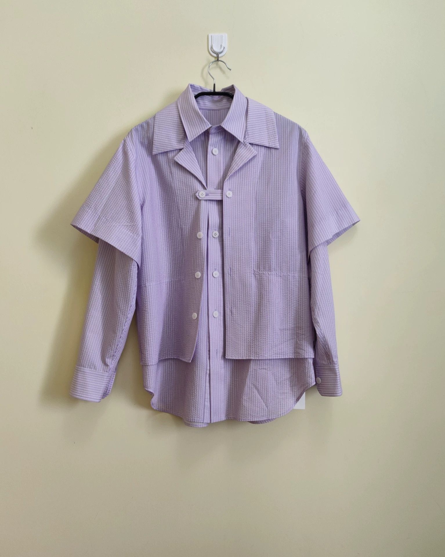 Comme des Garcons Exclusive Purple and White Layered Shirt Size M / US 6-8 / IT 42-44 - 1 Thumbnail