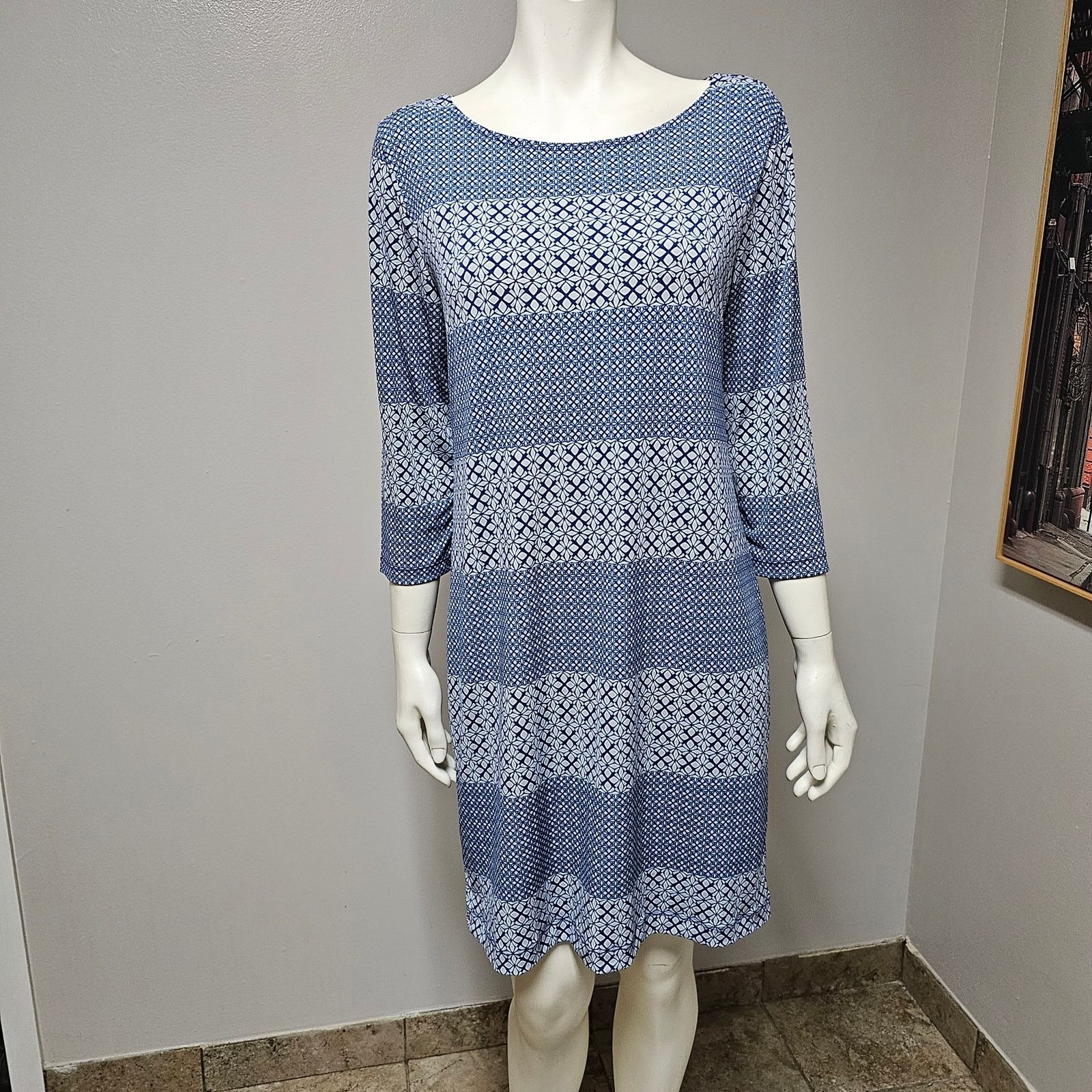 Banana Republic Banana Republic Shift Dress Blue Stripe 3/4 sleeves sz Small Size S / US 4 / IT 40 - 1 Thumbnail
