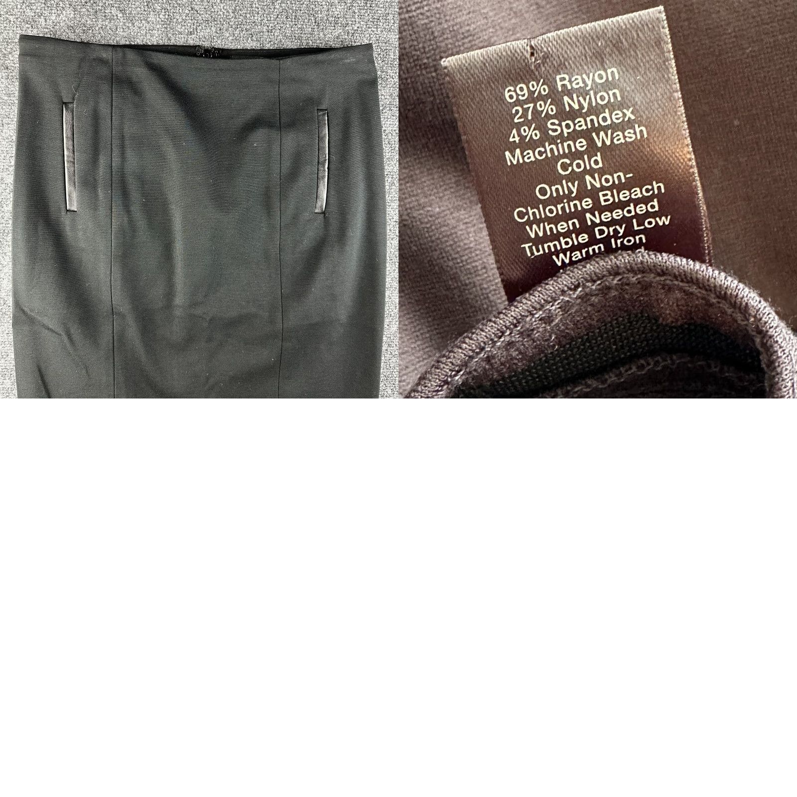 Ann Taylor Ann Taylor Skirt Womens 6 Pencil Black Stretch Back Zip Faux Leather Trim Size 28" / US 6 / IT 42 - 8 Thumbnail