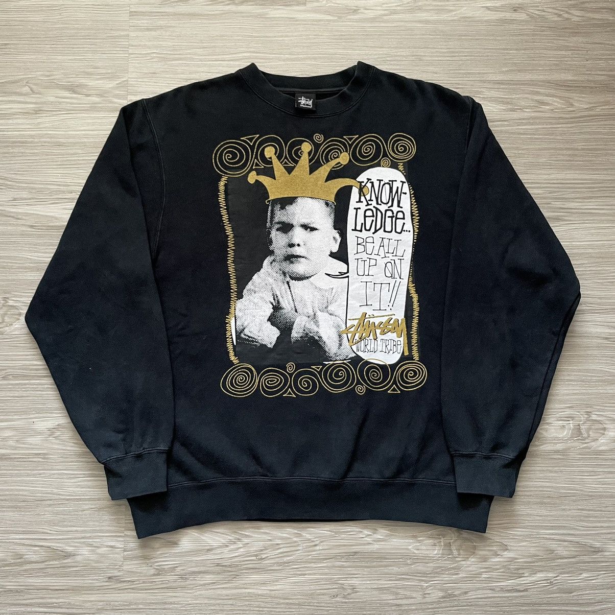 Vintage Stussy Knowledge Black Sweatershirt