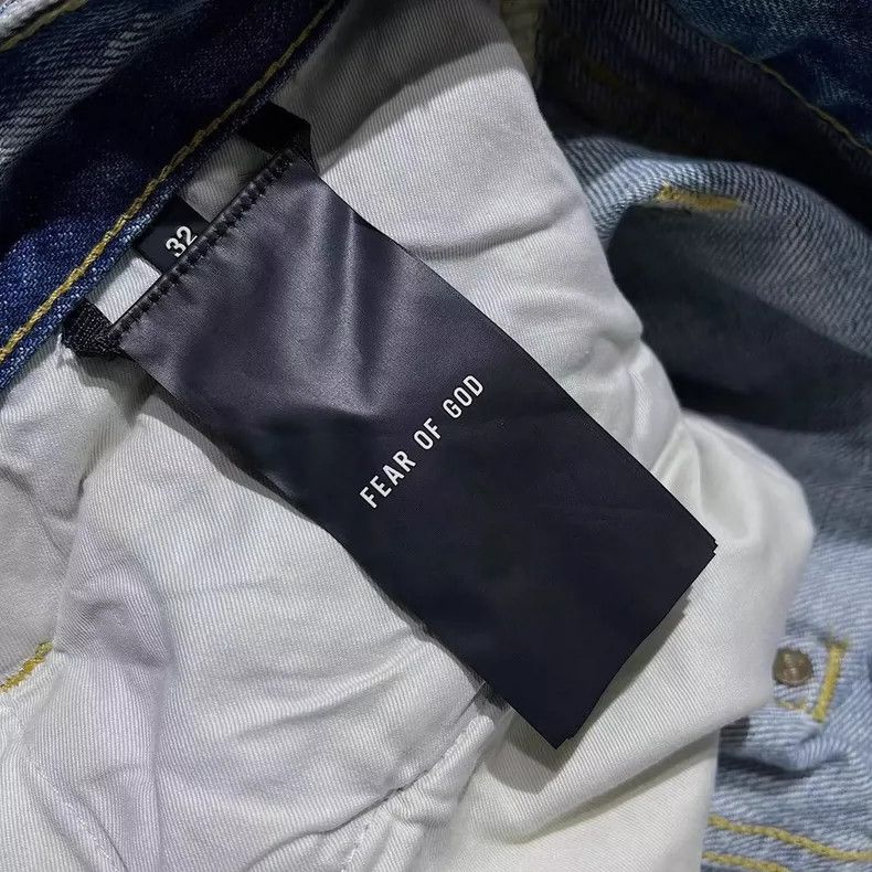 Fear of God Fear of God Wash break blue cow jeans with zipper Size US 32 / EU 48 - 6 Thumbnail