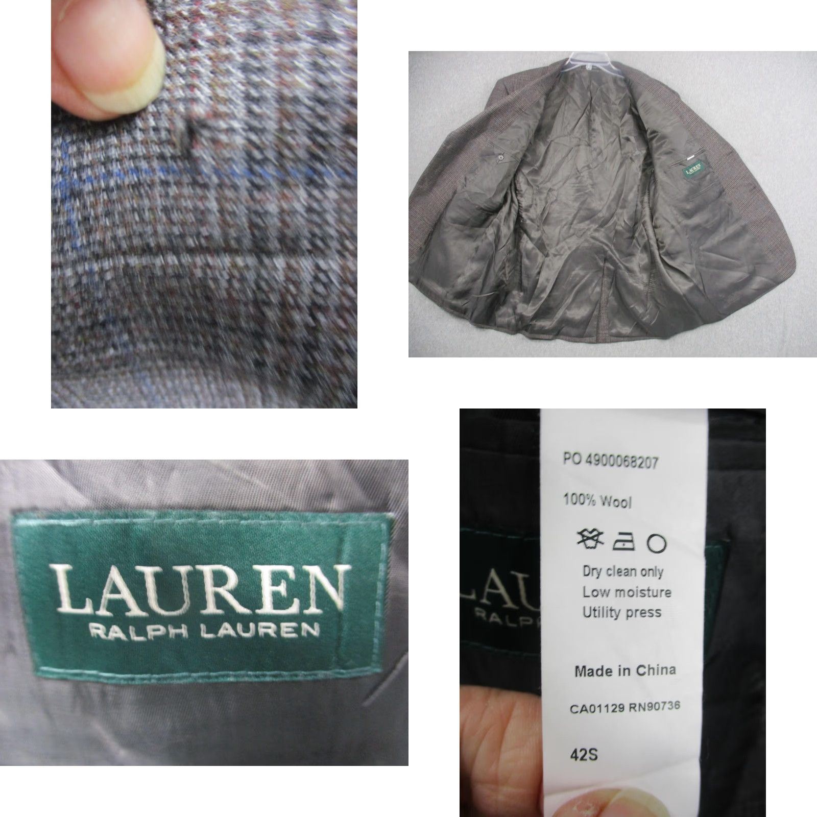 Ralph Lauren VINTAGE Lauren Ralph Lauren Jacket Mens 42S Brown Wool Glen Plaid Blazer Sport Coat Size 42R - 8 Thumbnail