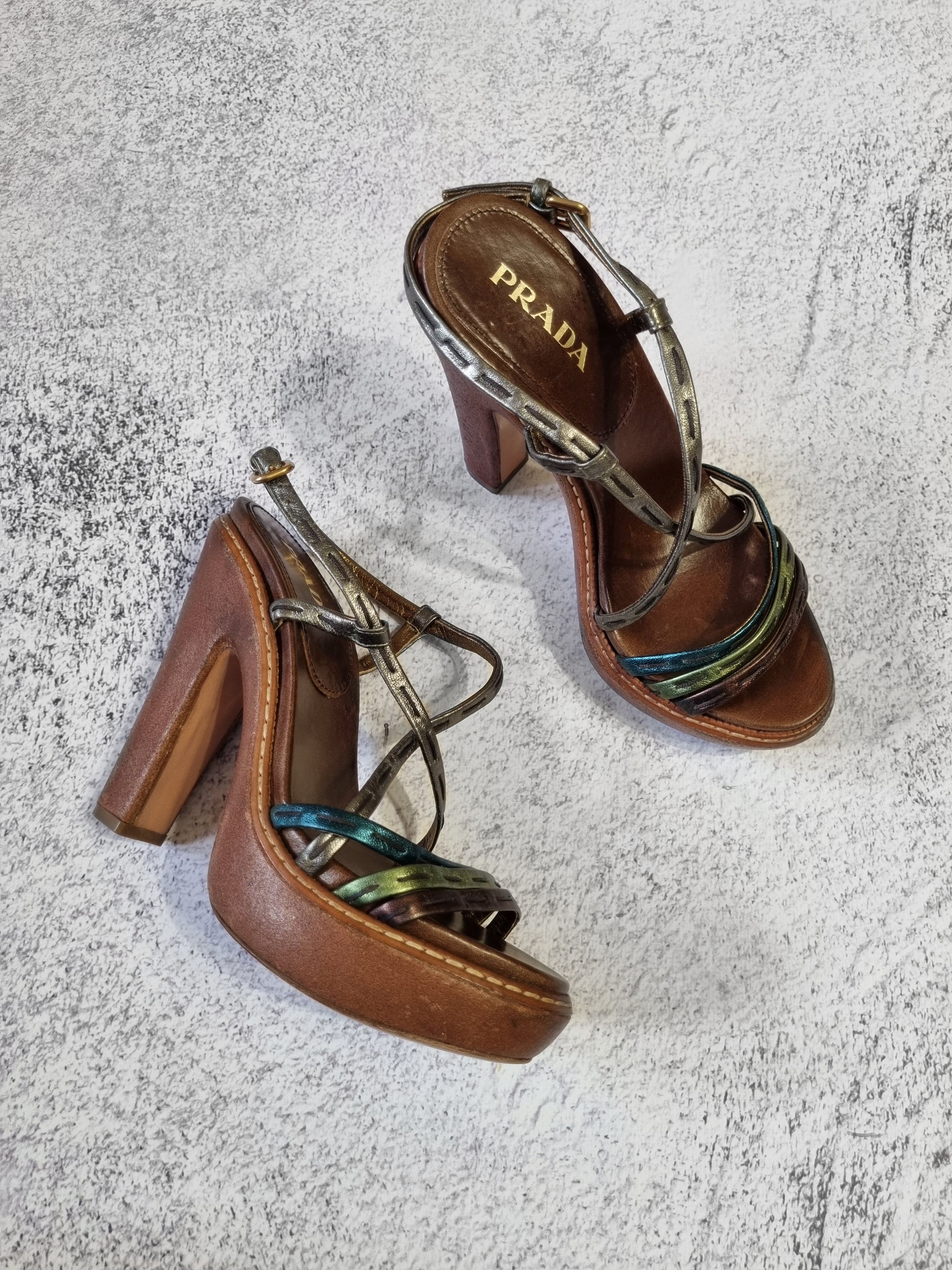 Prada Vintage Prada Leather High Heels Sandals Size US 5 / IT 35 - 1 Thumbnail