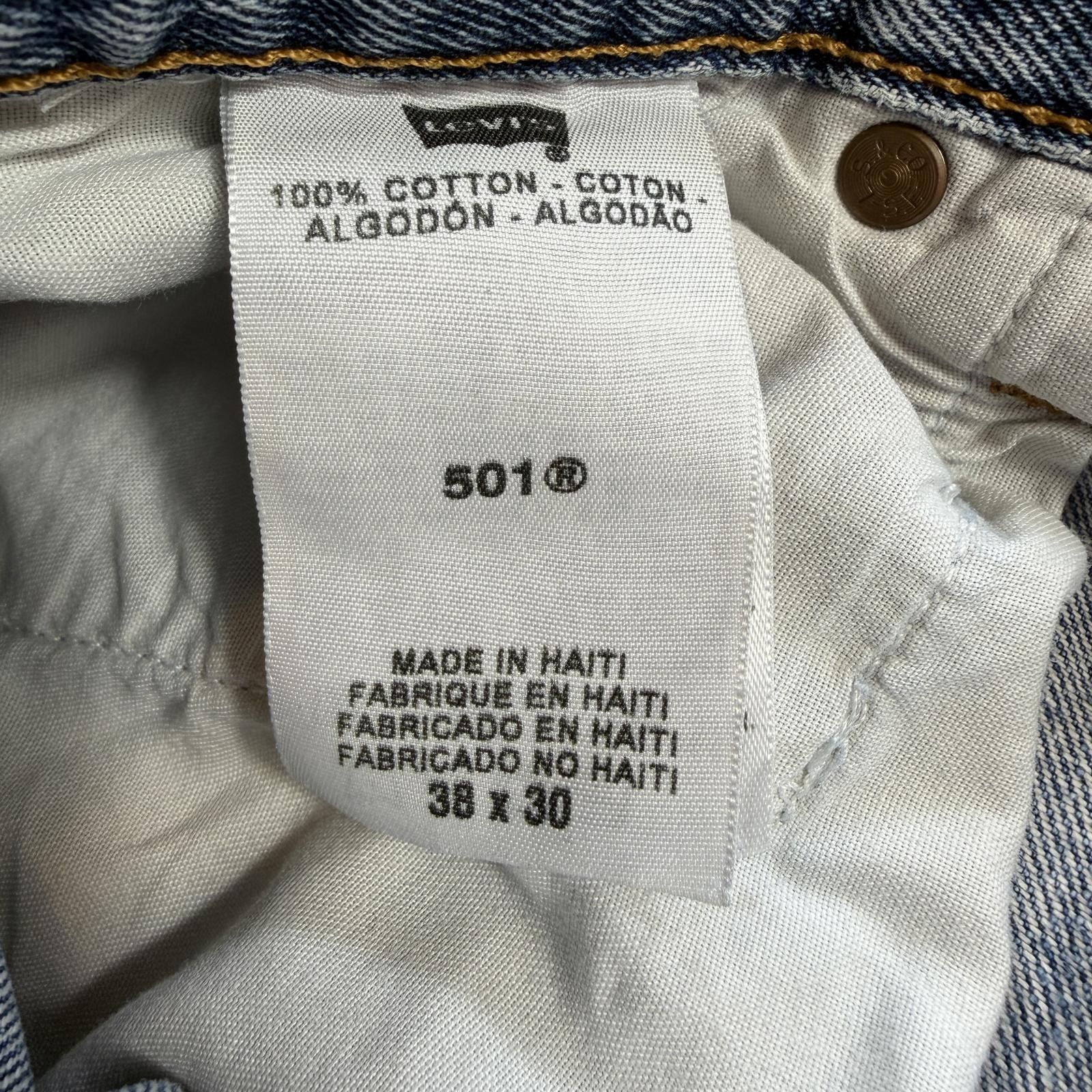 Levi's Levis 501 Jeans Mens 38x30 Blue Light Wash Straight Leg Size US 38 / EU 54 - 6 Thumbnail