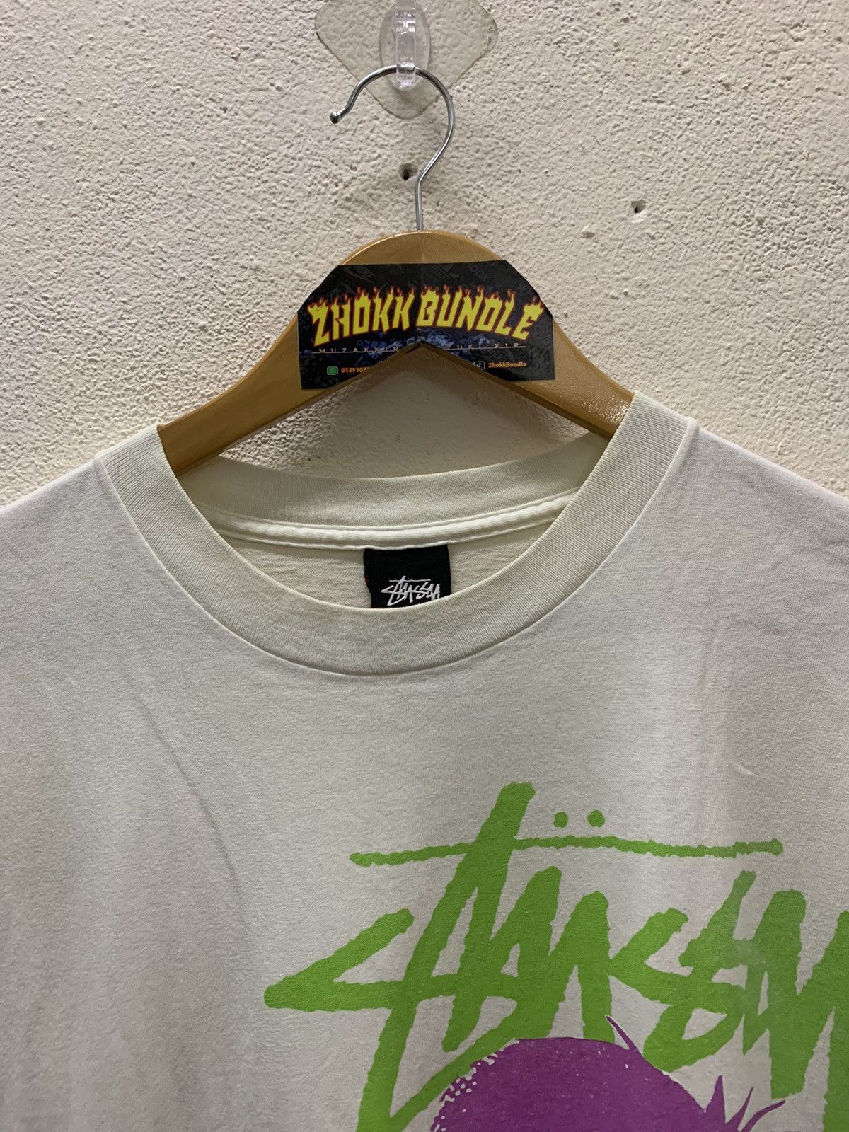 Stussy × Vintage Rare Vintage T Shirt Stussy Big Logo Livin Inna Time Era Size US L / EU 52-54 / 3 - 4 Thumbnail