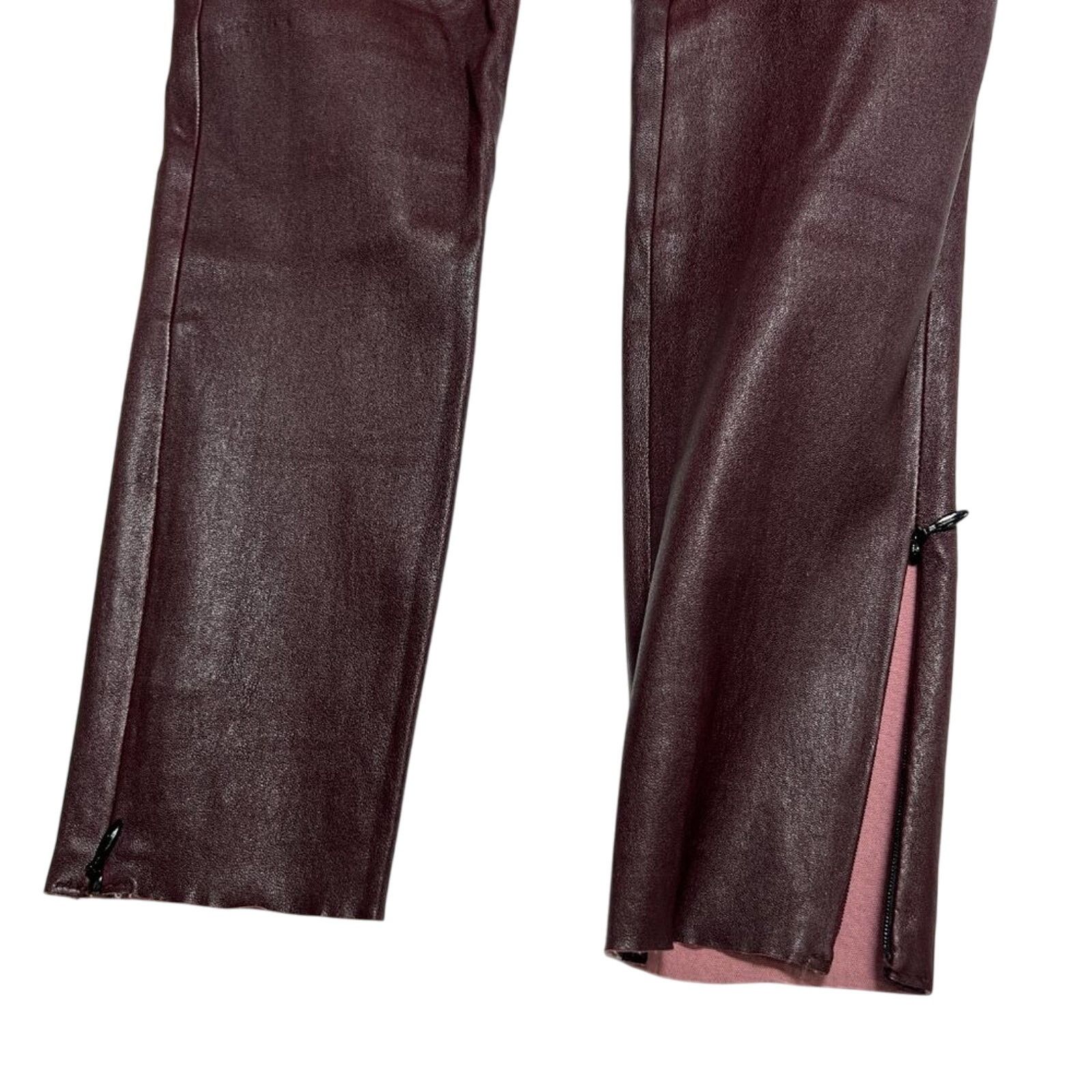 Mackage Mackage Lamb Leather Skinny Pants Maroon Size 8 Zip Size 30" / US 8 / IT 44 - 9 Thumbnail