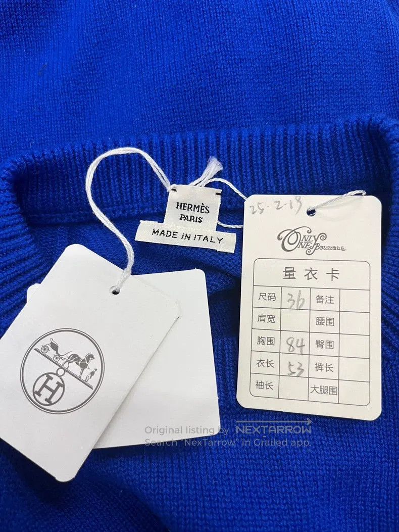 Hermes Hermes Blue Printed Cashmere Knit Short Sleeve Size XS / US 0-2 / IT 36-38 - 3 Thumbnail