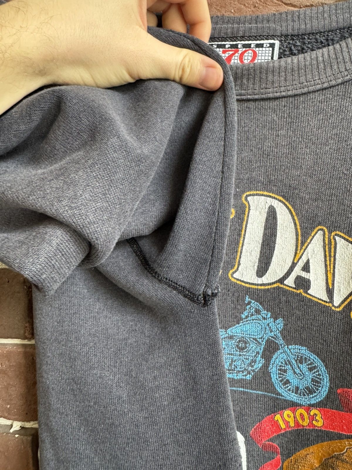 Vintage Washed 1988 Harley Davidson Speed Limit 70 Crewneck Vintage Size US L / EU 52-54 / 3 - 10 Thumbnail