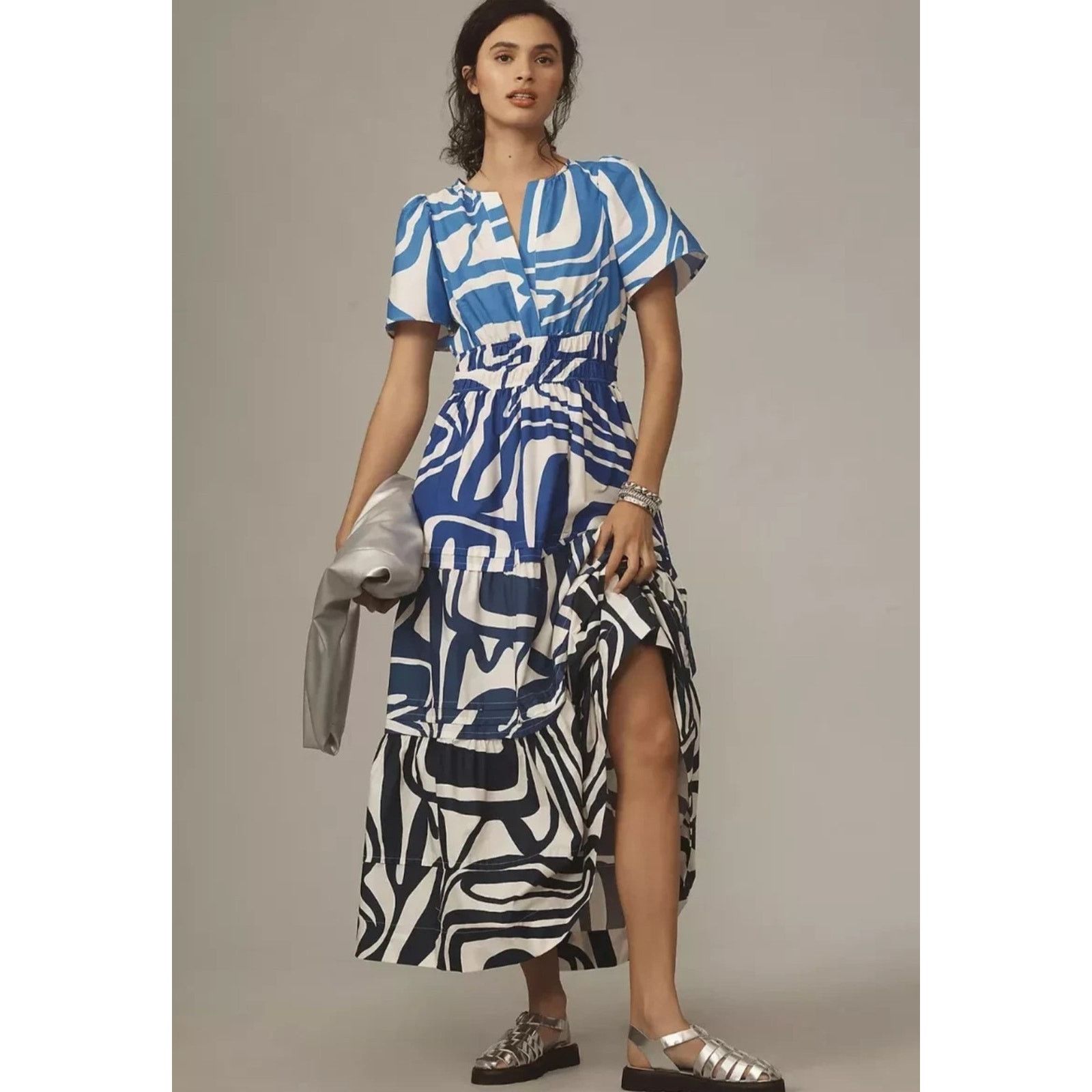 Anthropologie Anthropologie Slate Blue & White Somerset Maxi Dress XXS Size XXS / US 00 / IT 34 - 1 Thumbnail