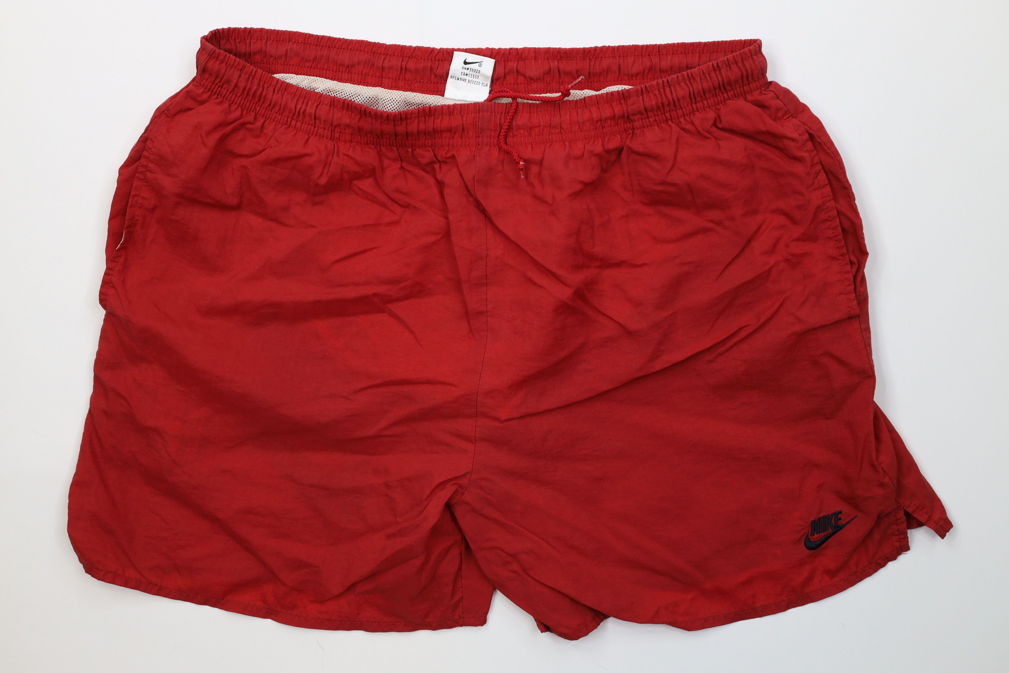 Nike Vintage 90s Nike Scott Big Swoosh Lined Shorts Baggies Red Size US 34 / EU 50 - 1 Thumbnail
