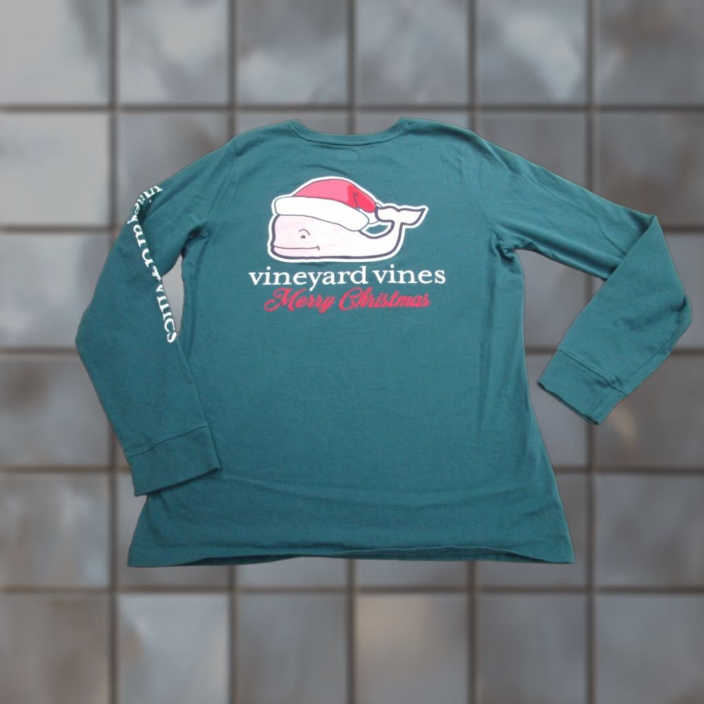 Vineyard Vines VINEYARD VINES Christmas Shirt Mens Small Green Long Sleeve Pocket Tee Graphic Print Size US S / EU 44-46 / 1 - 1 Thumbnail
