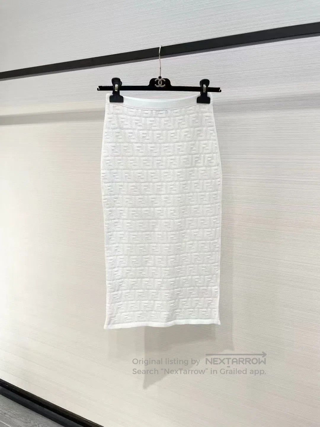 Fendi Fendi White Knit Logo Midi Skirt. Size US 36 / EU 52 - 1 Thumbnail