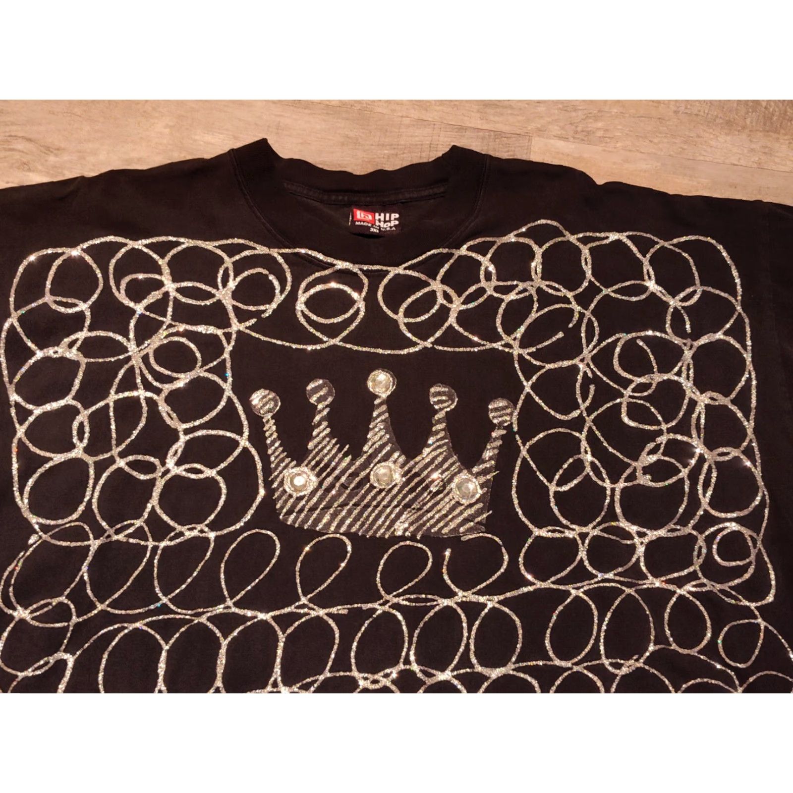 J Brand VINTAGE Hip Hop T-Shirt Jeweled Crown Bling Black Size 3XL USA Made Hip Hop Rap Mens Size US XXL / EU 58 / 5 - 5 Thumbnail