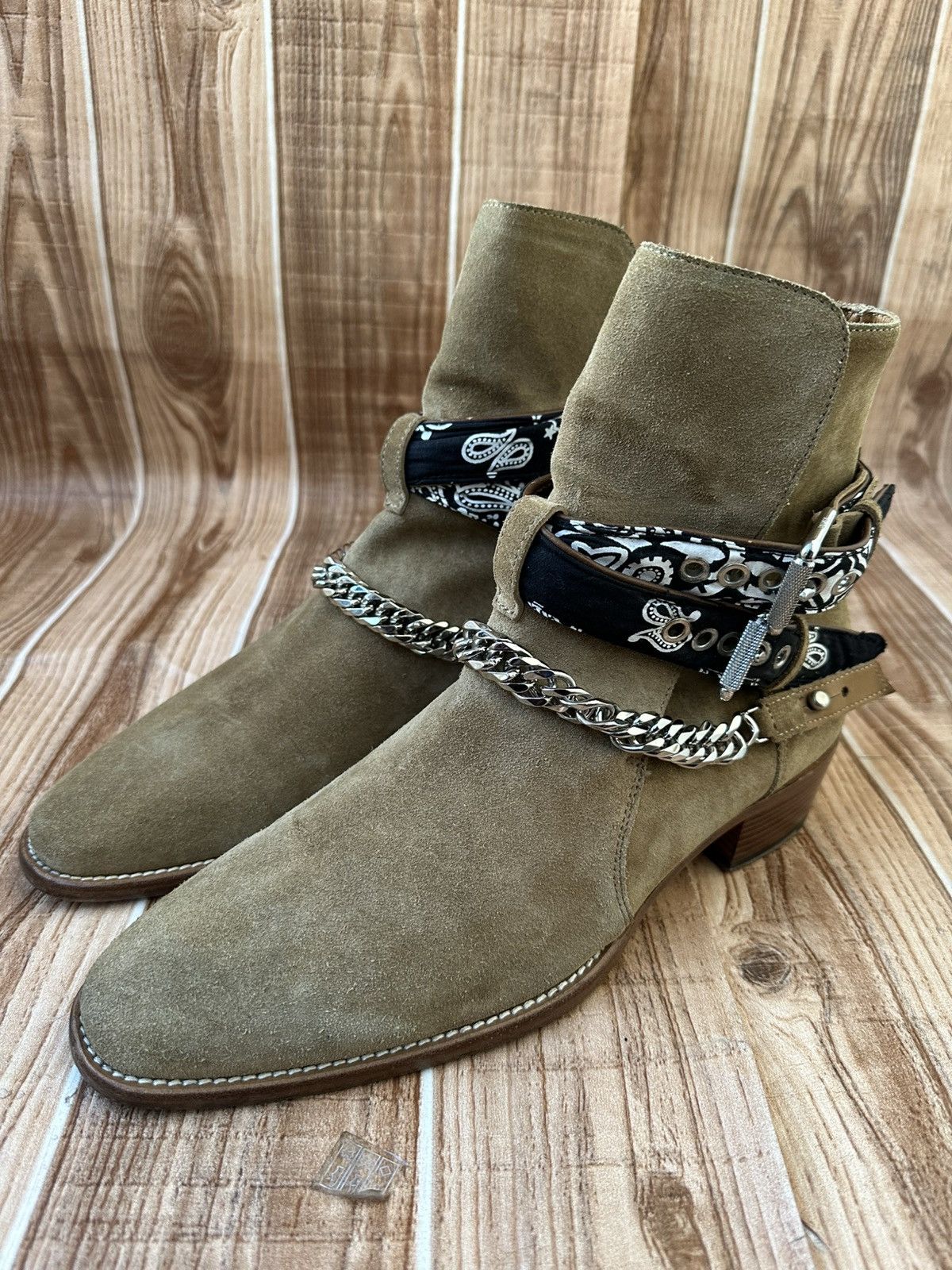 Amiri Amiri suede Bandana Chain Boots | Grailed