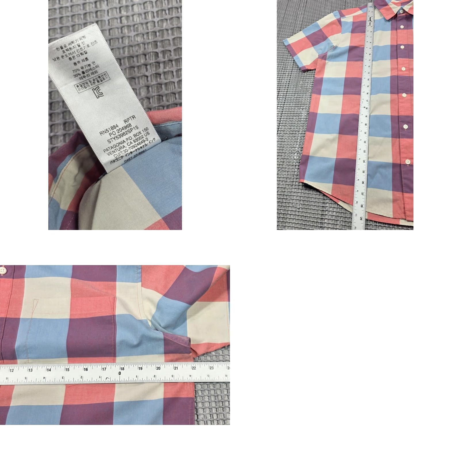 Patagonia PATAGONIA Shirt Mens M Short Sleeve Button-Down Fezzman Pink Blue Multi Check Plaid Front Pocket Vintage No Size US M / EU 48-50 / 2 - 8 Thumbnail