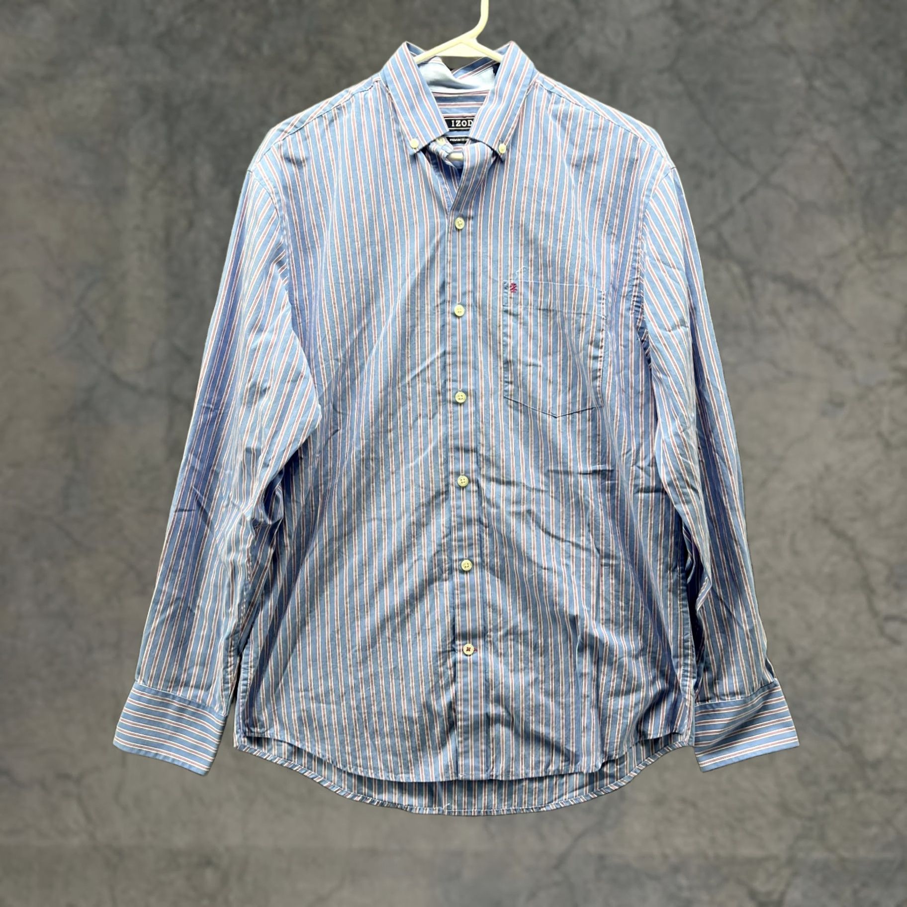 Izod VINTAGE Izod Shirt Men Small Blue Casual Button Down Striped Premium Essentials - IZOD Button-Up/Collar-Down/All Seasons/Men/Blue/Striped/Small Size US S / EU 44-46 / 1 - 1 Thumbnail