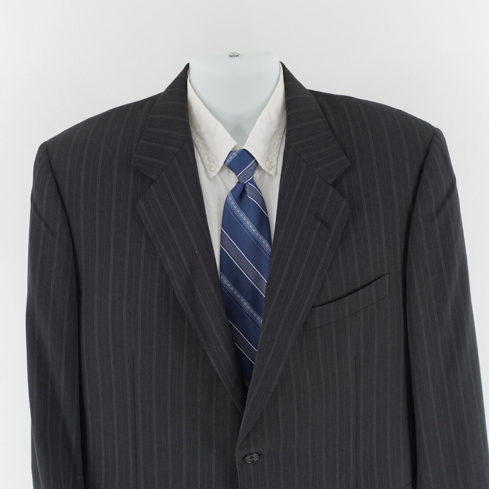 Canali DAMAGED Canali Pure Wool Gray Striped Suit Jacket 2 Button 4 Size 42R - 1 Thumbnail