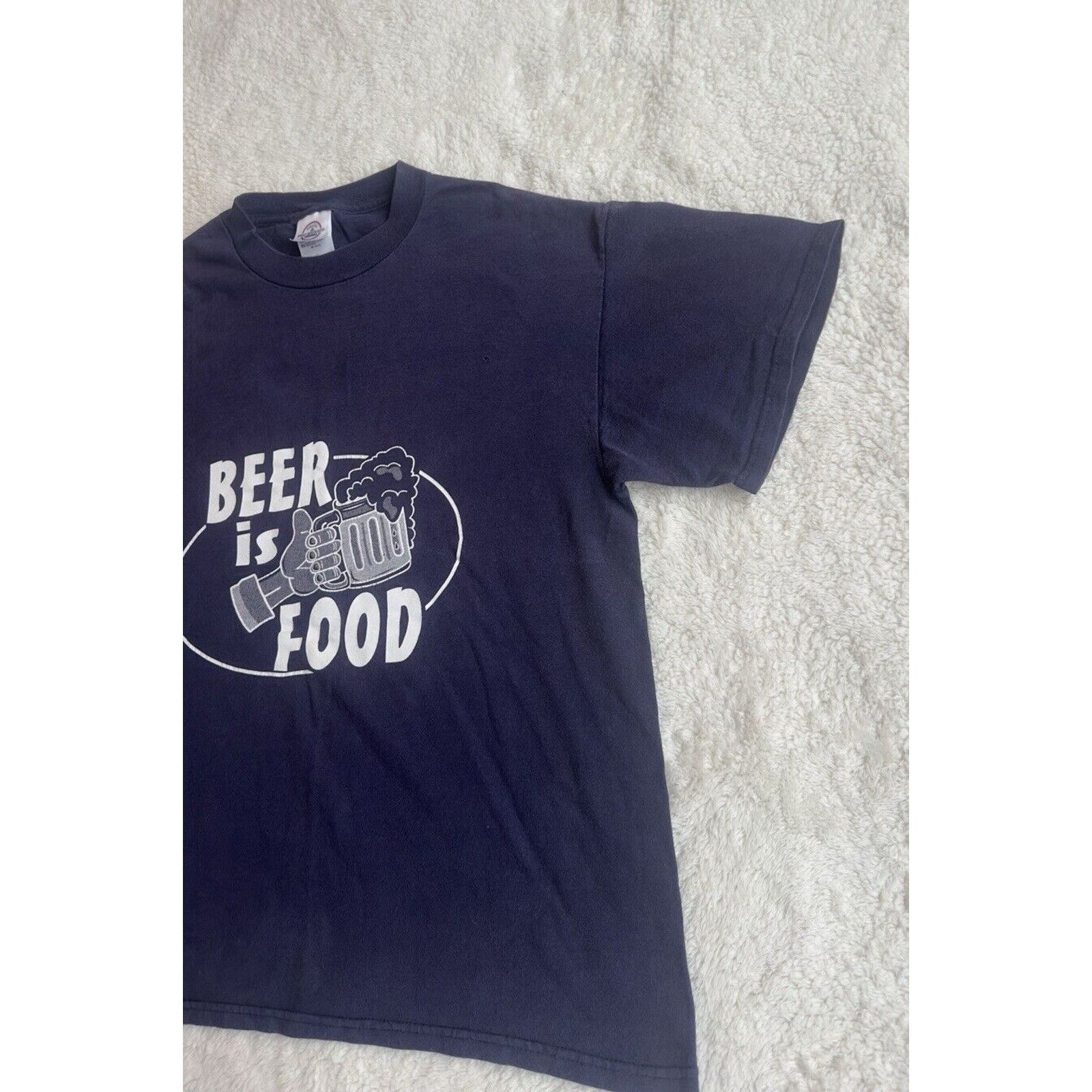 Delta Vtg Y2K Beer is Food Navy Graphic Shirt Delta Mens Sz M Size US M / EU 48-50 / 2 - 10 Thumbnail