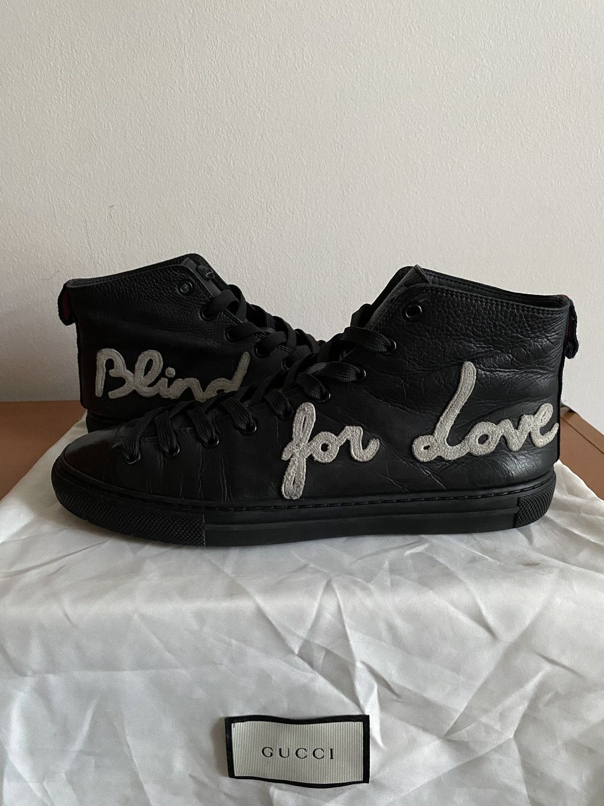 Gucci Gucci Blind for love Black Leather Sneakers Size US 9 / EU 42 - 1 Thumbnail