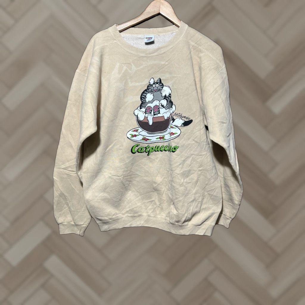 Vintage VINTAGE CRAZY SHIRTS HAWAII Catpuccino Men's Small Beige Crewneck Sweater Shirt (Beige) Mens Small Crewneck Size US S / EU 44-46 / 1 - 1 Thumbnail