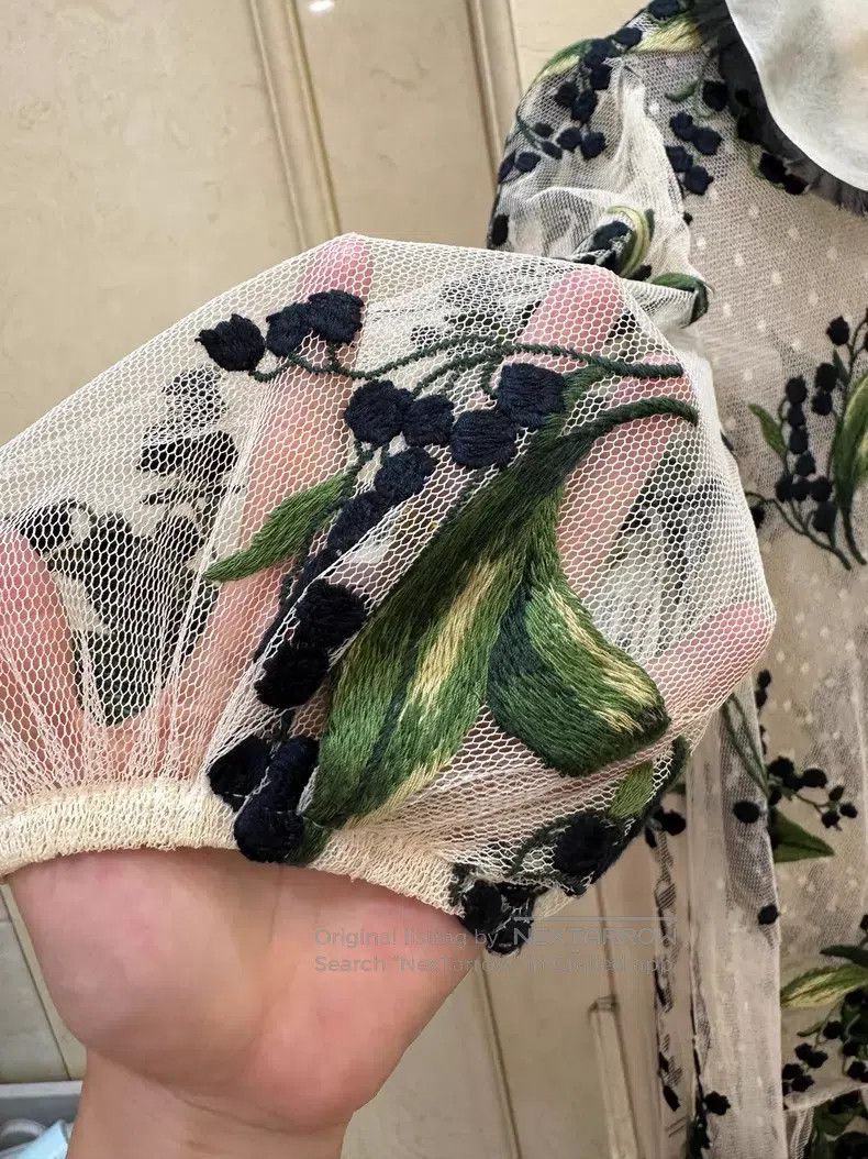 Valentino Valentino Lily of the valley embroidered mesh doll collar Size M / US 6-8 / IT 42-44 - 6 Thumbnail