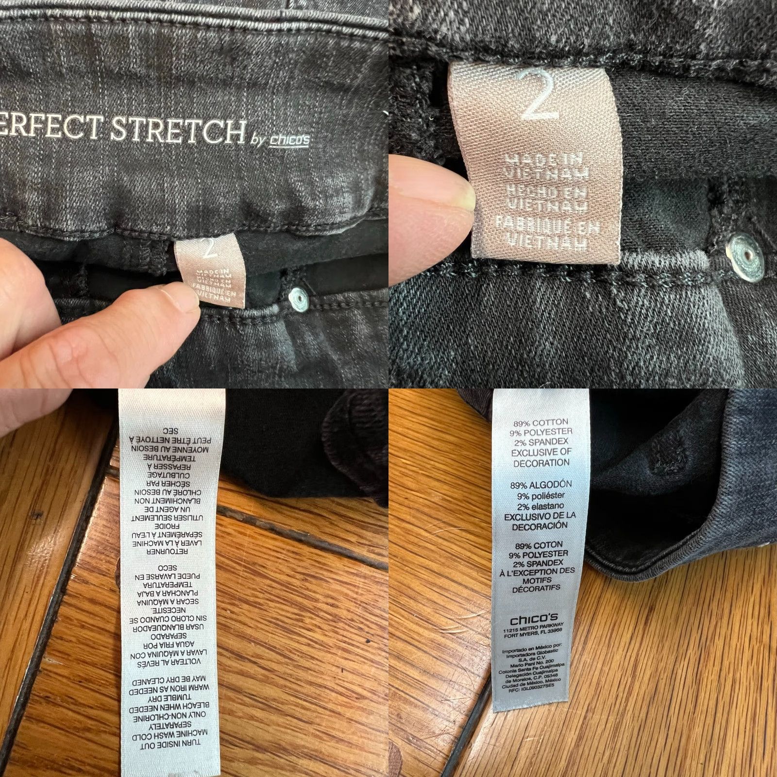 Vintage Chico's Black Stretch Denim Capri Jeans Women's Size L 34X29 Casual Size 36" / US 14 / IT 50 - 8 Thumbnail
