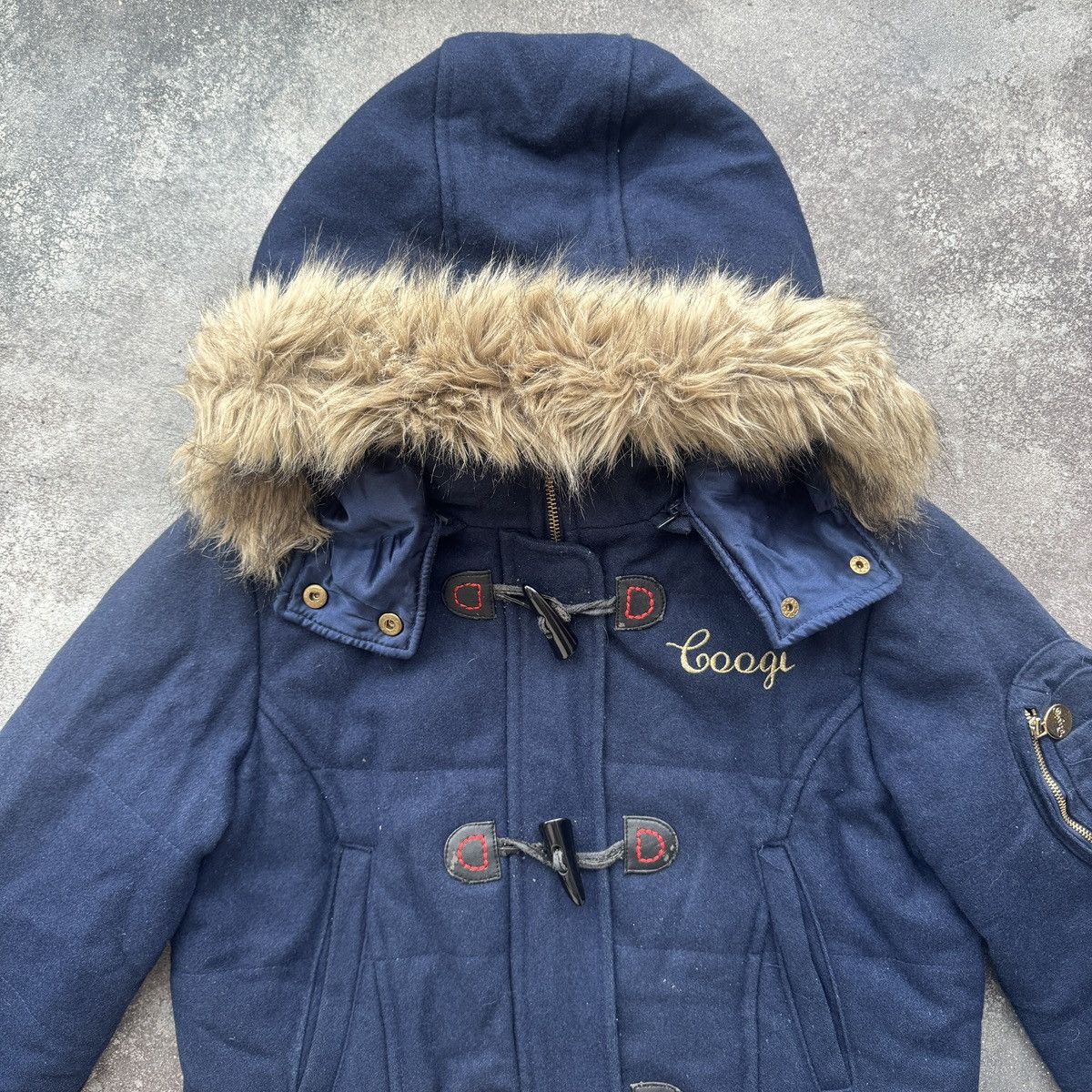 Coogi Coogi Vintage Y2K Faux Fur Hooded Wool Bomber Jacket Size M / US 6-8 / IT 42-44 - 4 Thumbnail