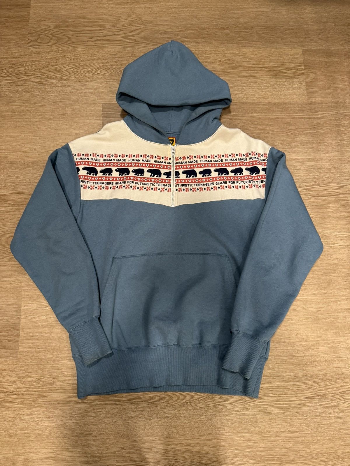 Human Made Human Made Half-Zip Hoodie ‘Blue’ Size US XL / EU 56 / 4 - 1 Thumbnail