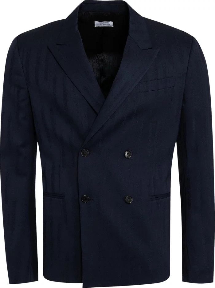 image of Off White O1C11T2Y0424 Shibori Jacquard Slim Double Breasted Jacket in Blue, Men's (Size Medium)