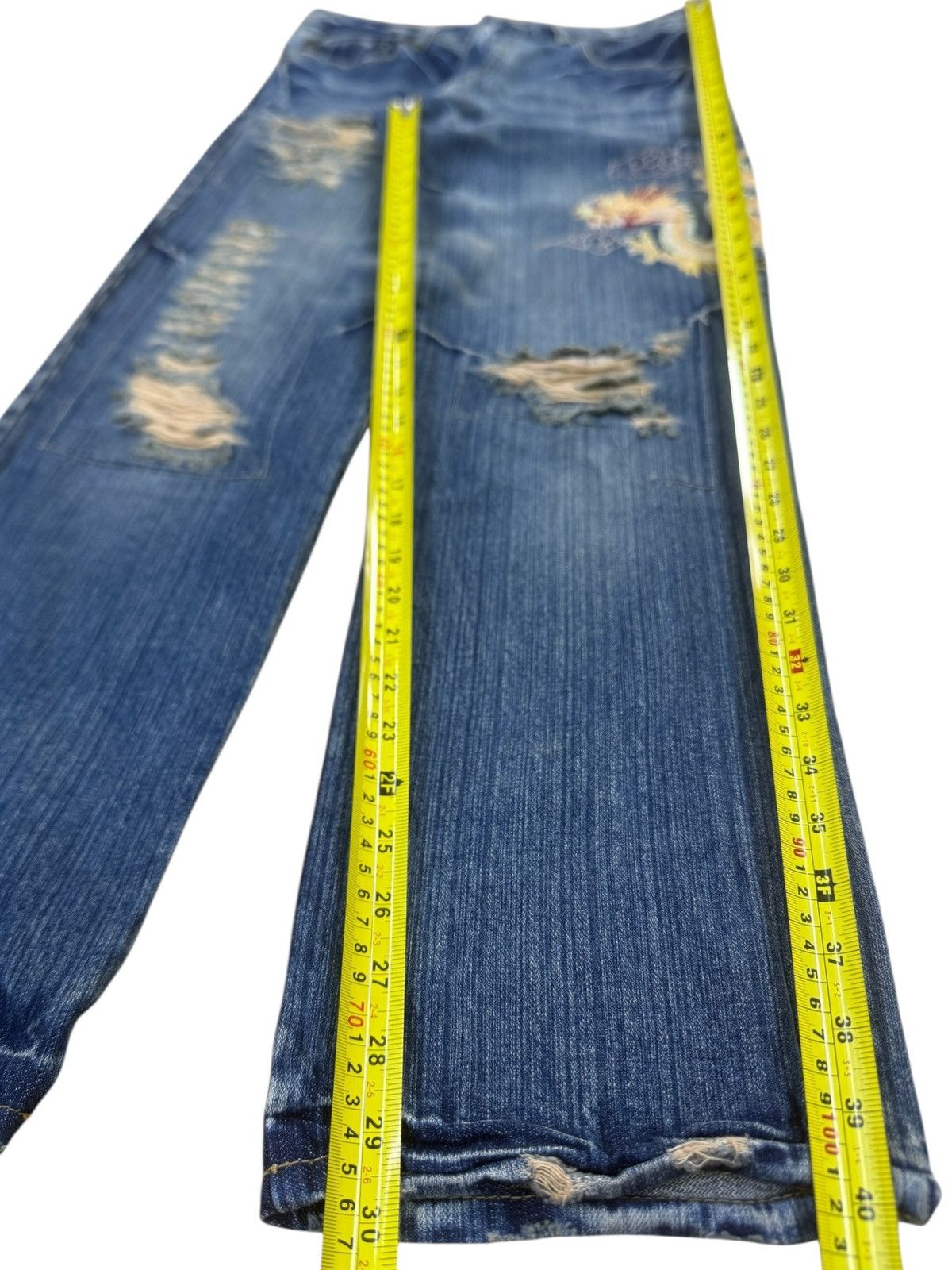 Karakuri Tamashii Vintage Karakuri Tamashii Dragon Embroidery Baggy Jeans Size US 31 - 9 Thumbnail