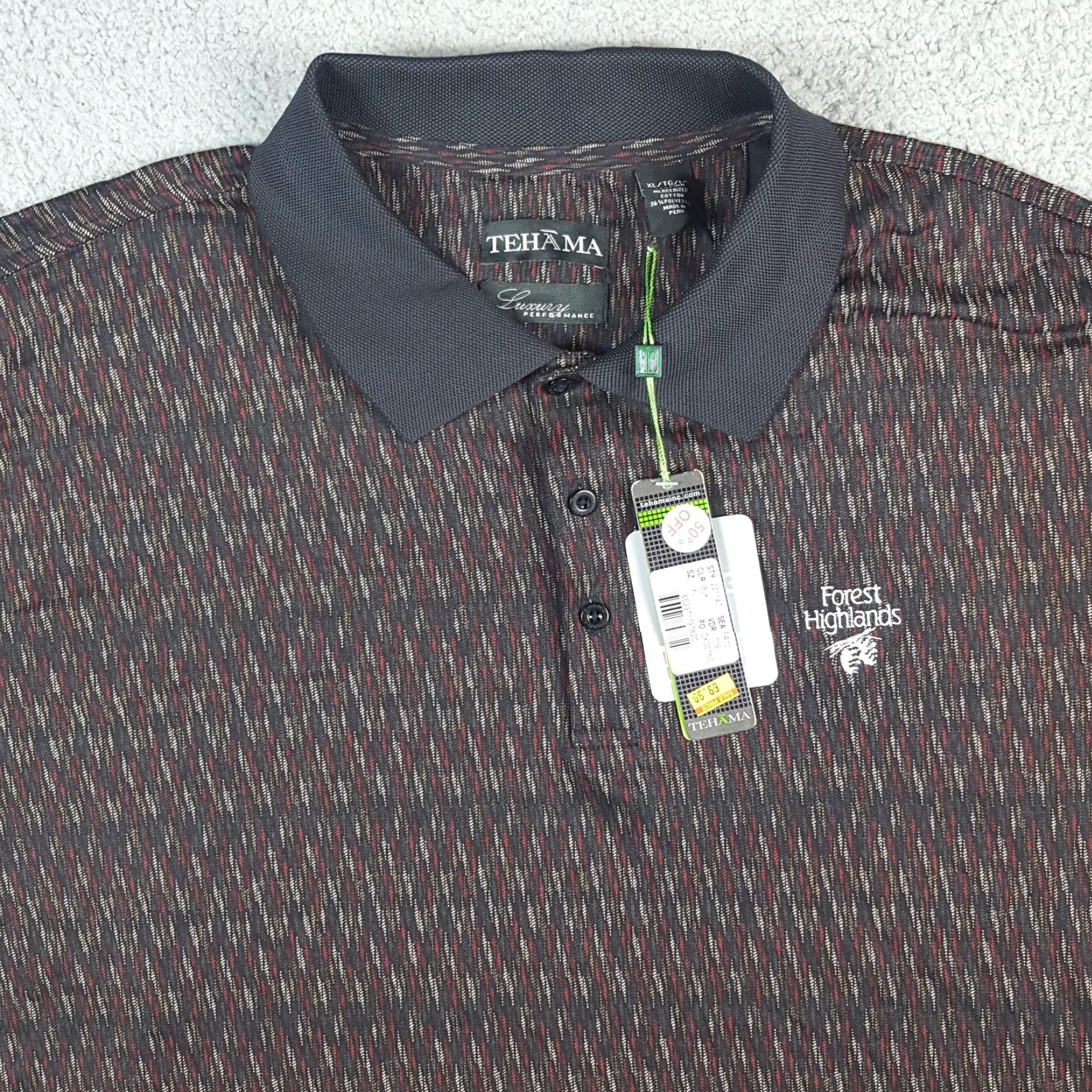 Vintage VINTAGE Teháma Golf Polo Mens XL Argyle Diamond Breathable Collar Shirt Polo Shirt (90s, Preppy, Classic) Size US XL / EU 56 / 4 - 2 Thumbnail