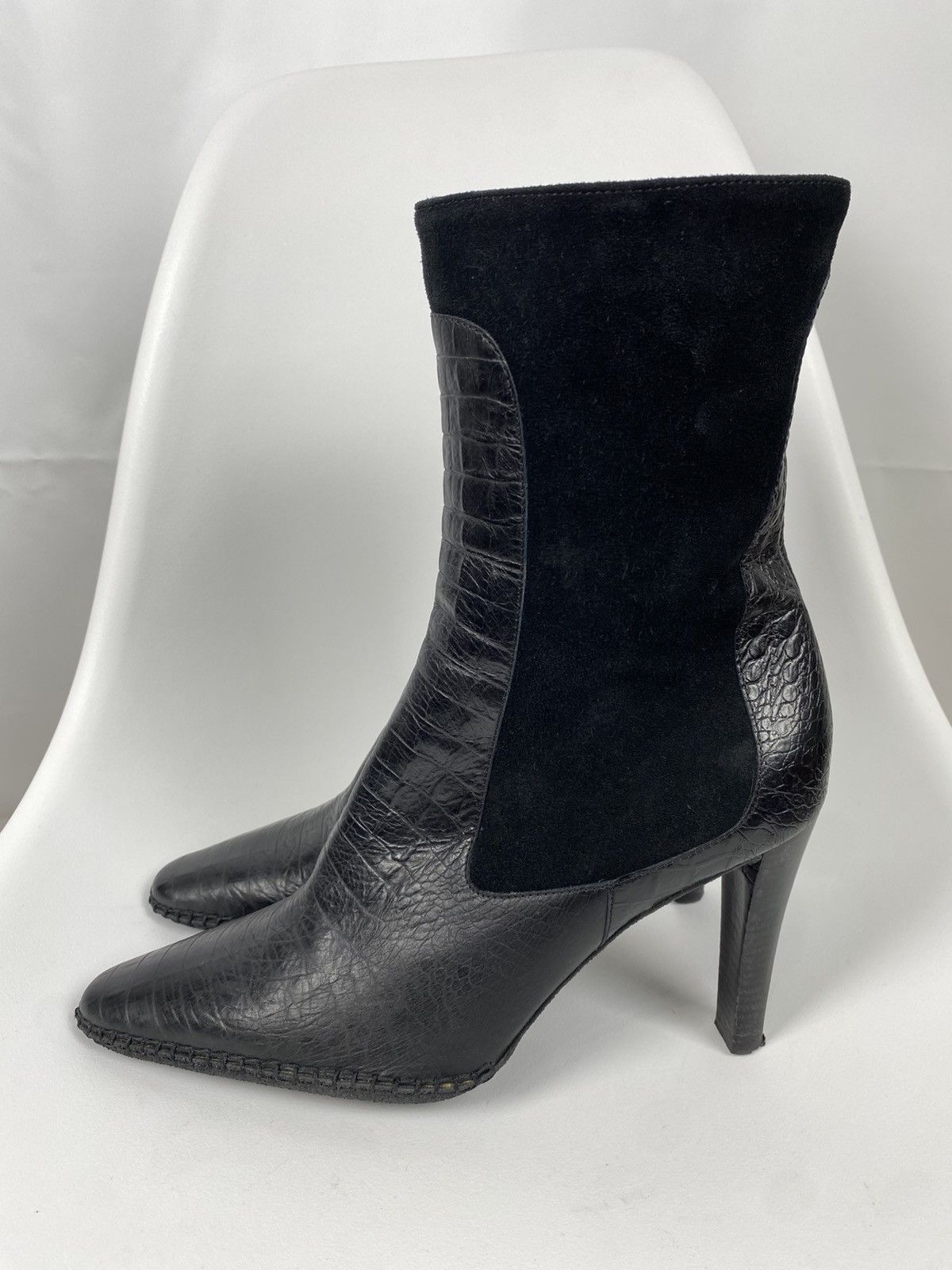 Other Borgo Degli Ulivi Booties Zip Up Croc Embossed Leather Size US 10 / IT 40 - 3 Thumbnail