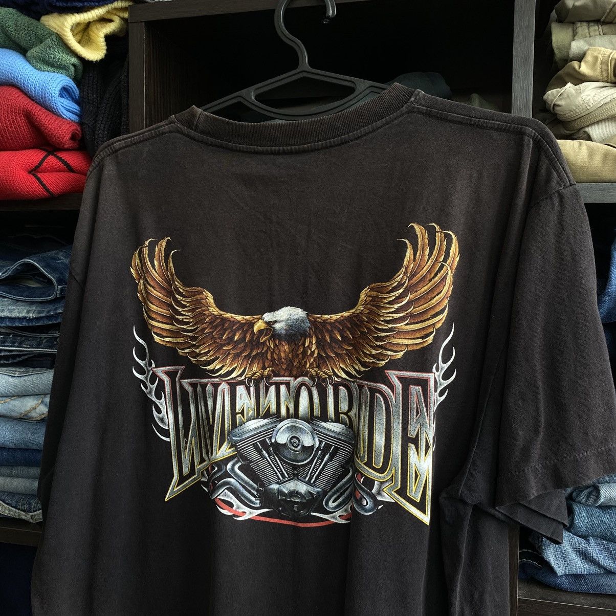 Harley Davidson Vintage Harley Davidson Style Overprinted Eagle Logo 90’s te Size US L / EU 52-54 / 3 - 11 Thumbnail