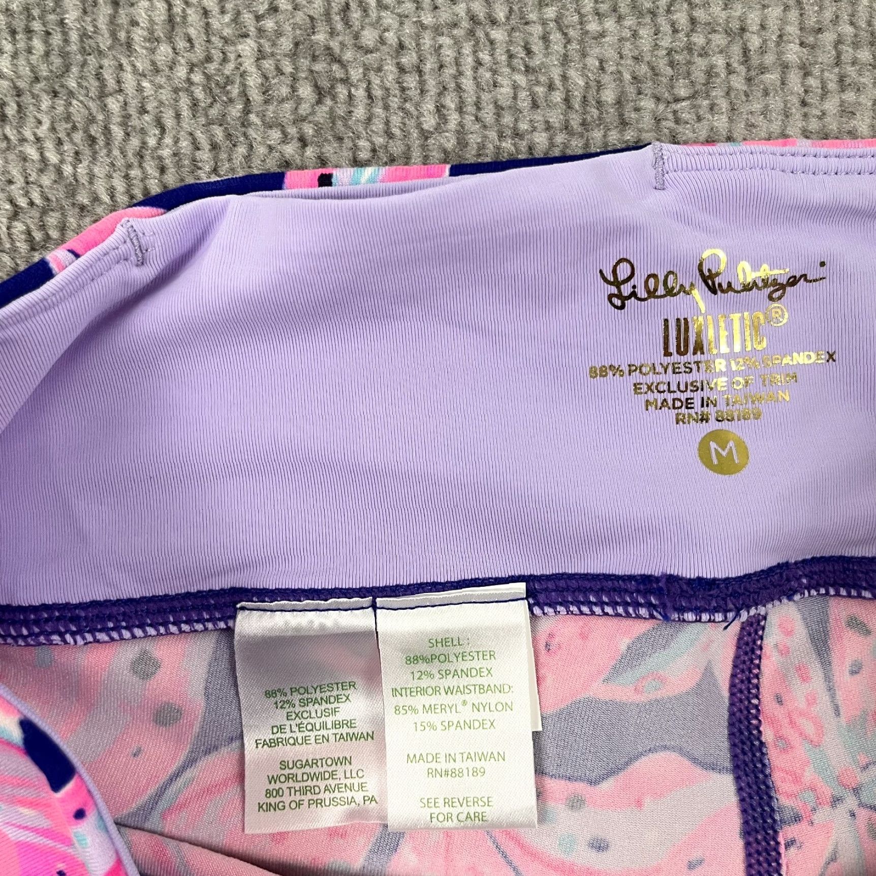 Lilly Pulitzer VINTAGE Lilly Pulitzer Luxletic Pants Womens M Jolena Weekender Zebra Floral Purple Size 32" / US 10 / IT 46 - 4 Thumbnail