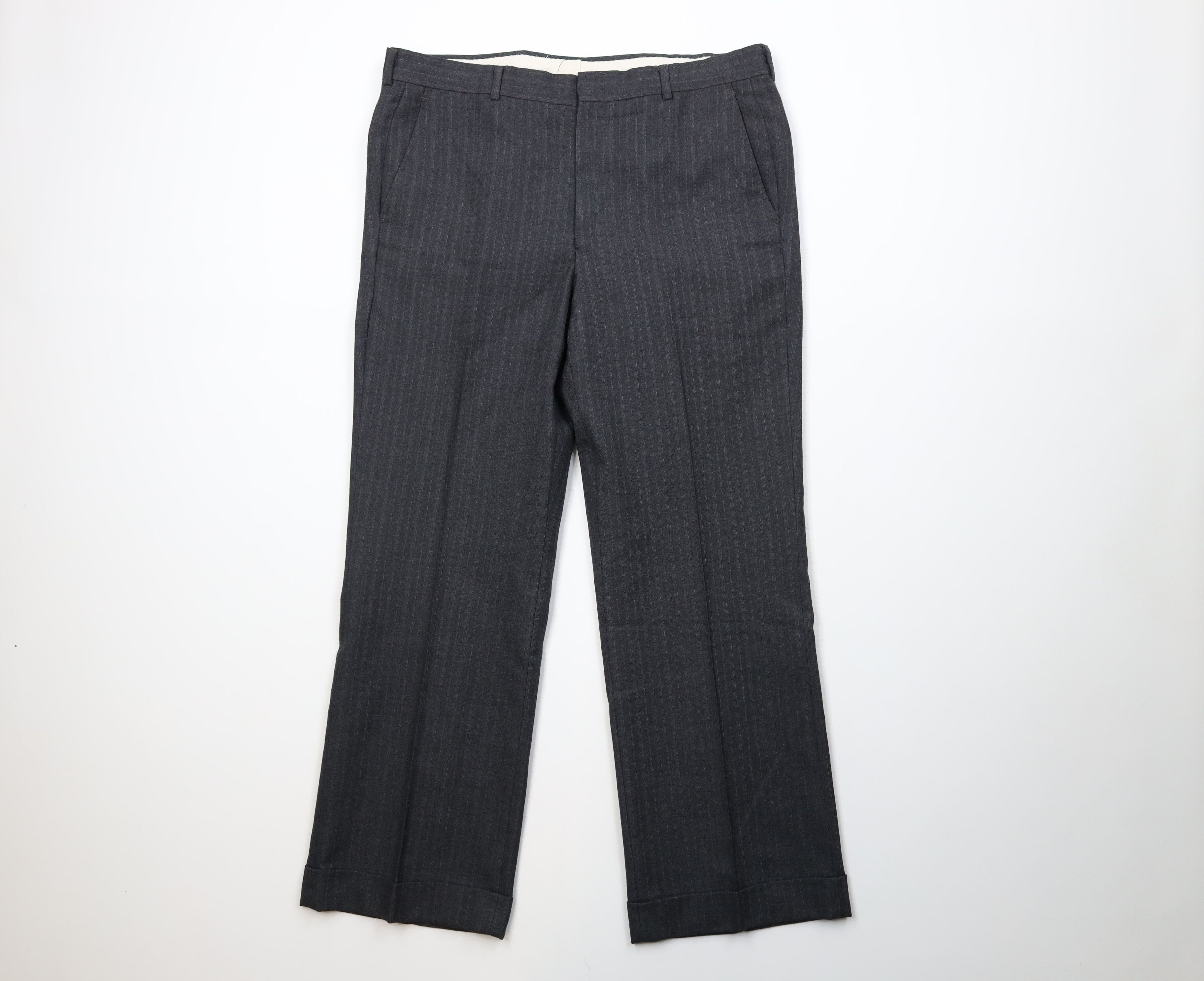 Vintage Vintage 70s Streetwear Knit Pinstriped Wide Leg Chino Pants Size US 36 / EU 52 - 1 Thumbnail