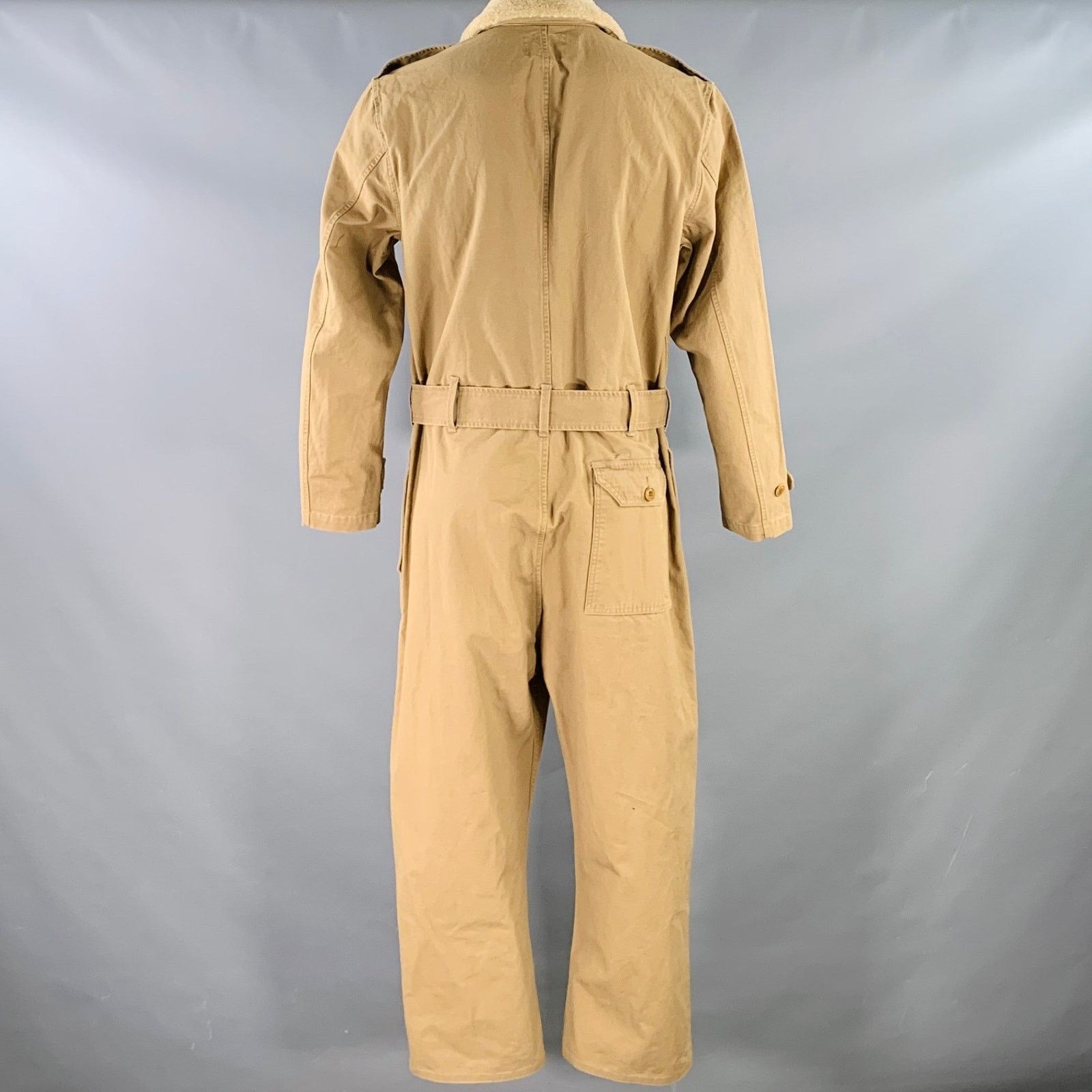 Ralph Lauren Garment Experimental Khaki Cotton Belted Military Jumpsuit Size 38" / US 16 / IT 52 - 3 Thumbnail