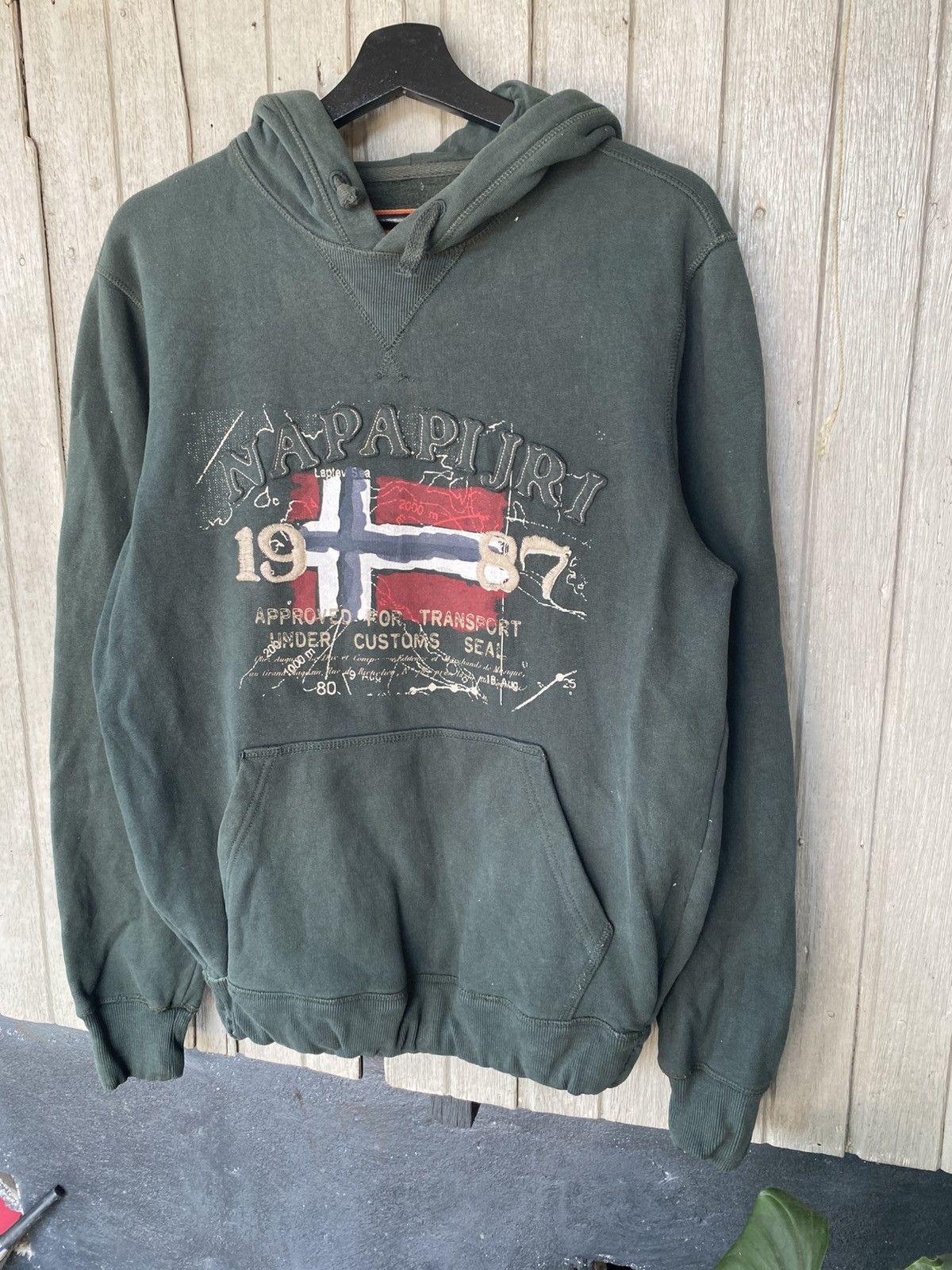 Napapijri Vintage Napapijri Norway Flag Hoodie 1987 Logo Forest Green Size US M / EU 48-50 / 2 - 4 Thumbnail