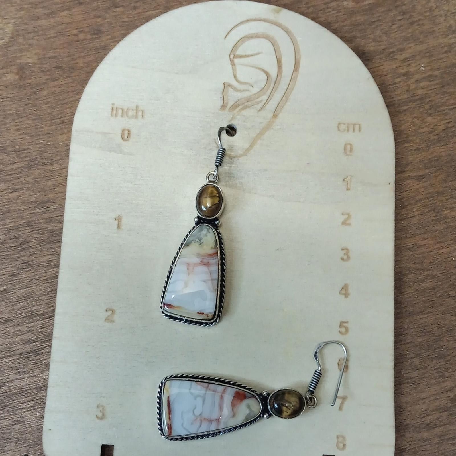 Designer Elegant Crazy Lace Agate Stone Earrings Size ONE SIZE - 4 Thumbnail