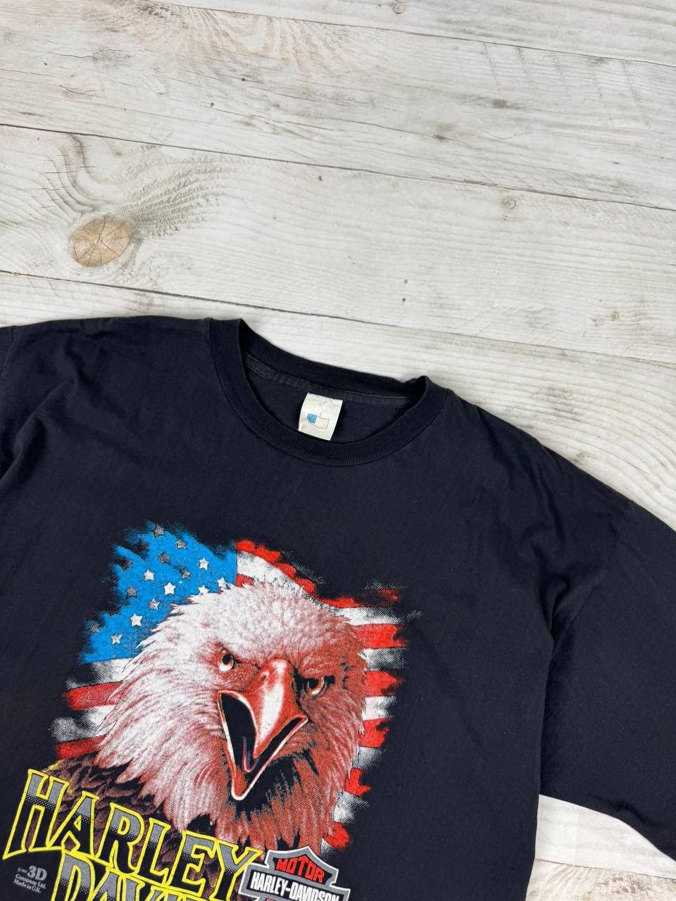 Harley Davidson 1990 Vintage Harley Davidson 3D Emblem Eagle T-Shirt Size US XXL / EU 58 / 5 - 2 Thumbnail