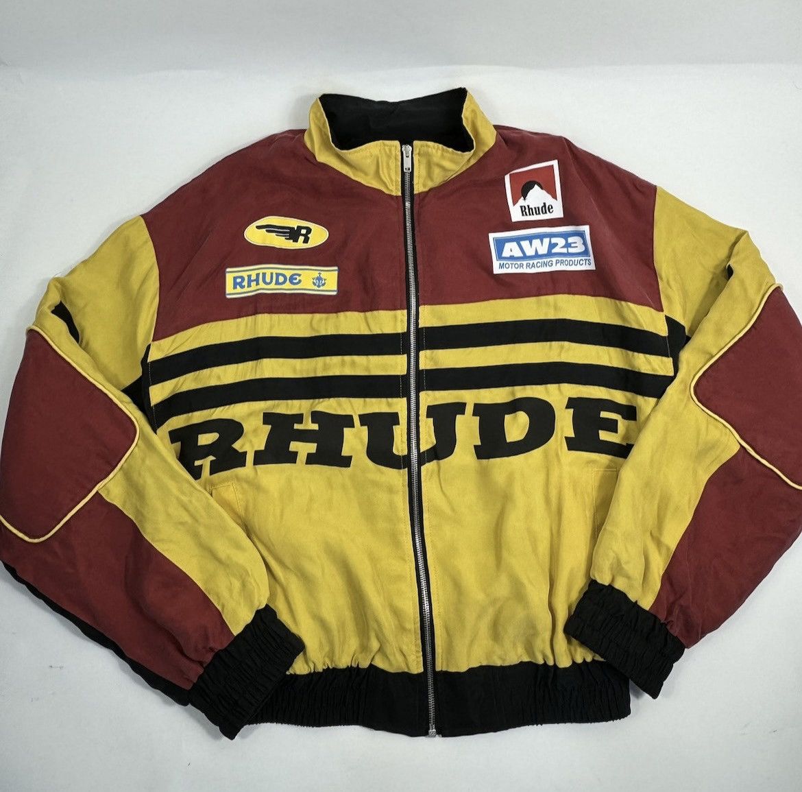 RALLY COLOURED BLOCK LOGO PRINTED OVERSIZED BOMBER JACKET