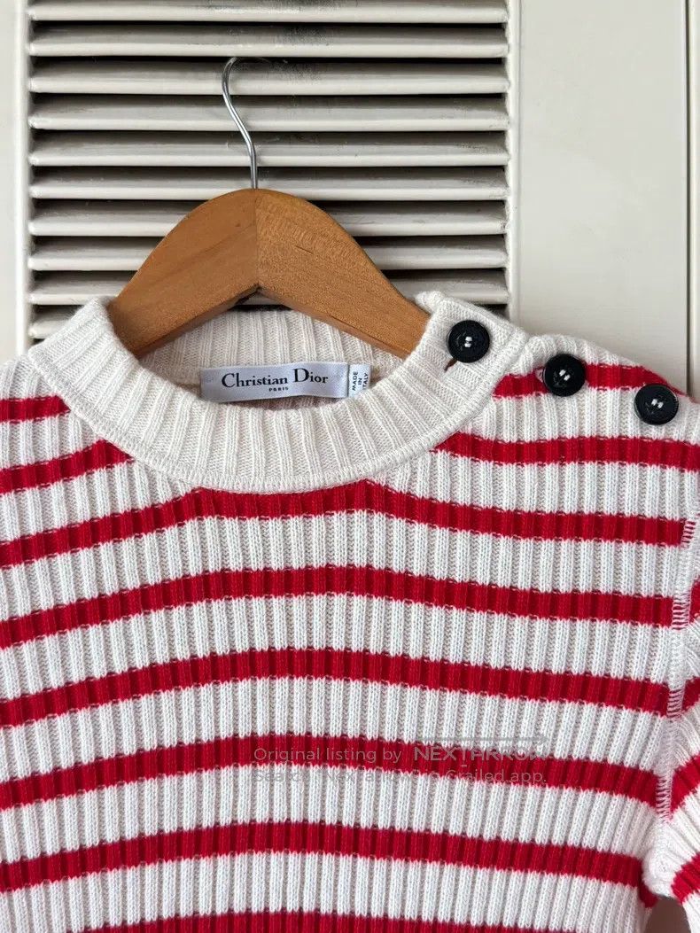 Dior Dior Red and white striped knitwear sweater Size XXS / US 00 / IT 34 - 3 Thumbnail