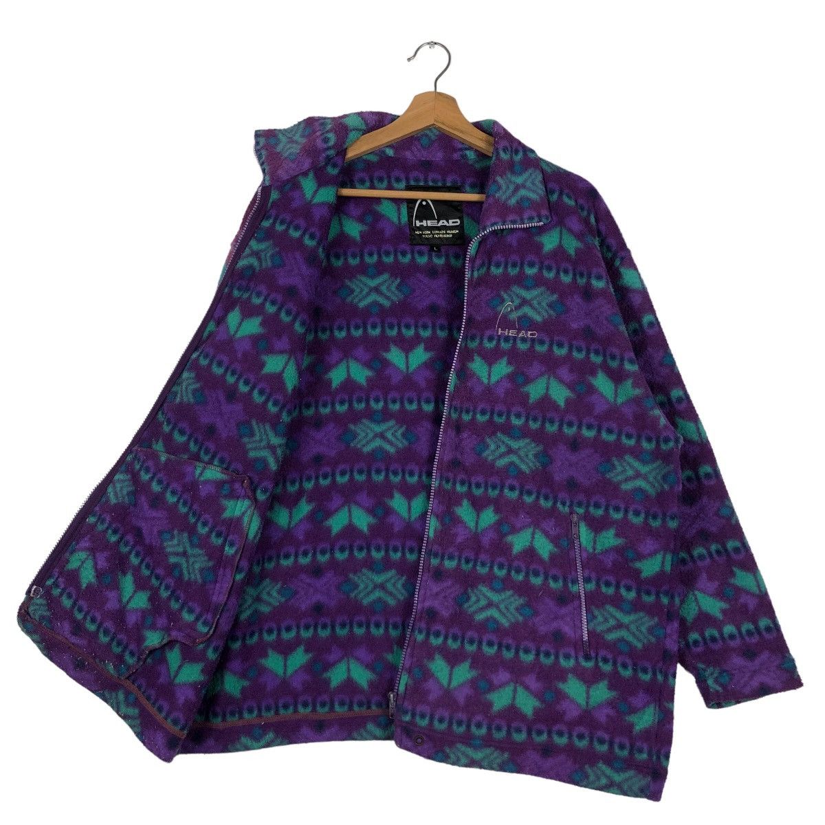 Japanese Brand 🔥90’s Vintage Navajo Aztec Fleece Jacket Head Japan Size US L / EU 52-54 / 3 - 8 Thumbnail