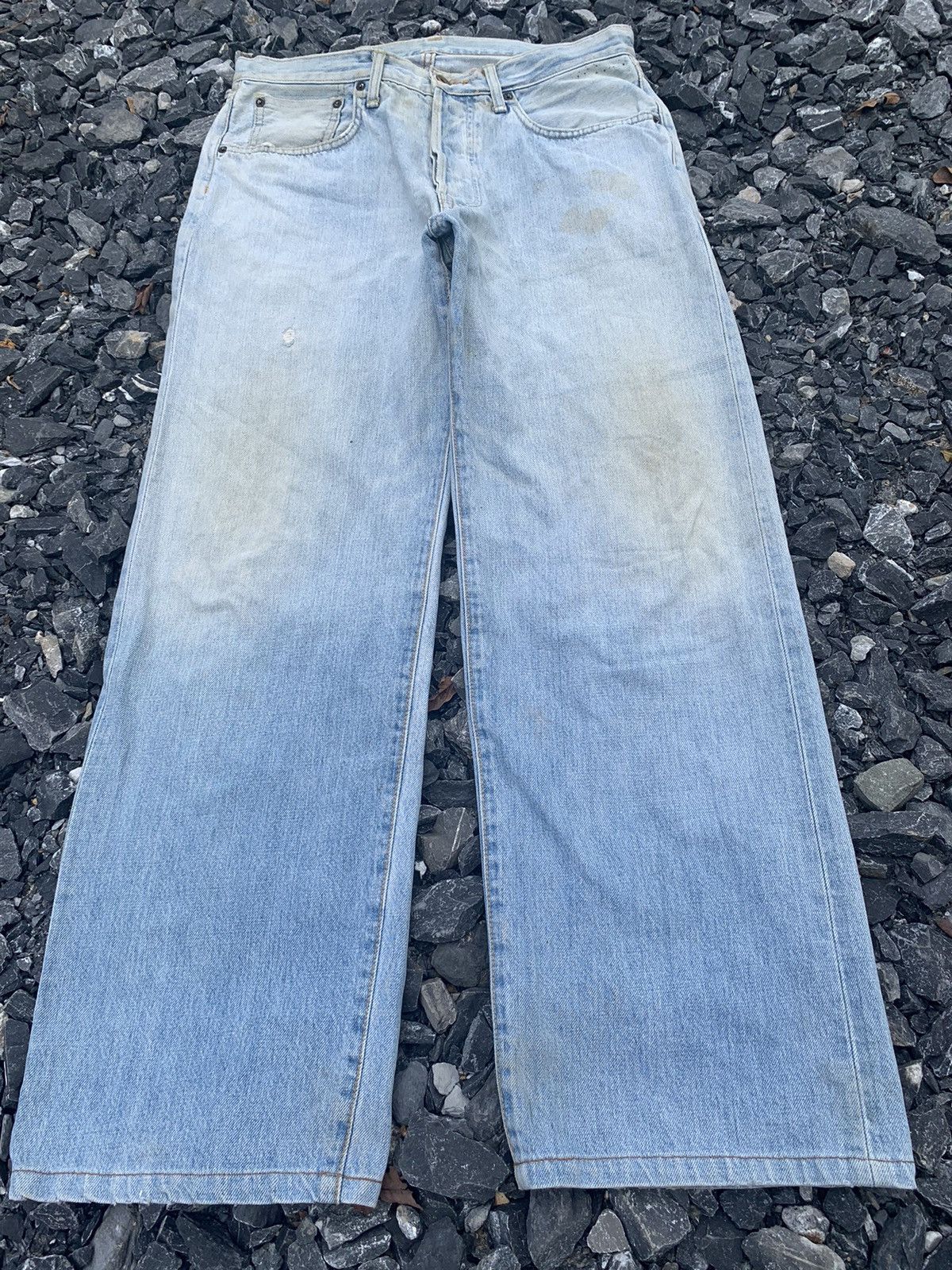 Edwin × Kapital × Vintage EDWIN 505 SELVEDGE BUTTON FLY BAGGY FADED DISTRESSED DENIM Size US 32 / EU 48 - 2 Thumbnail