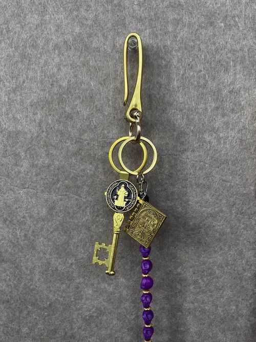 Jewelry Purple Black Gold Agate Wallet Chain, Jeans Chain Size ONE SIZE - 5 Thumbnail