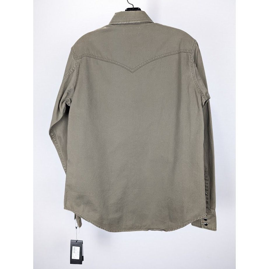 Saint Laurent Paris o1rshd1 Classic Western Shirt in Khaki Stonewash Size US M / EU 48-50 / 2 - 10 Thumbnail