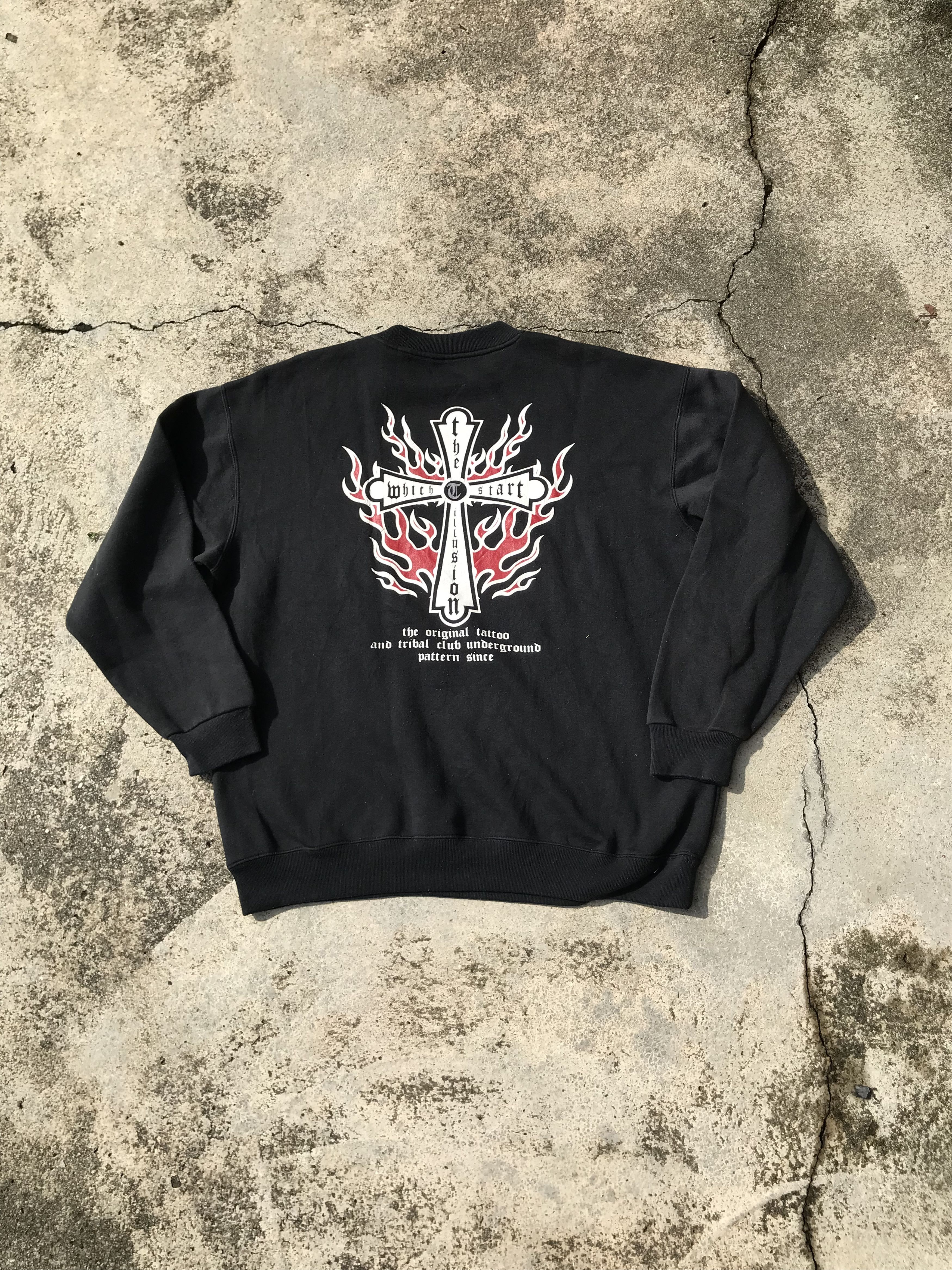 image of Bullet Noise x Vintage Flame Cross Bullet Sweater Sweatshirt in Black, Men's (Size Large)